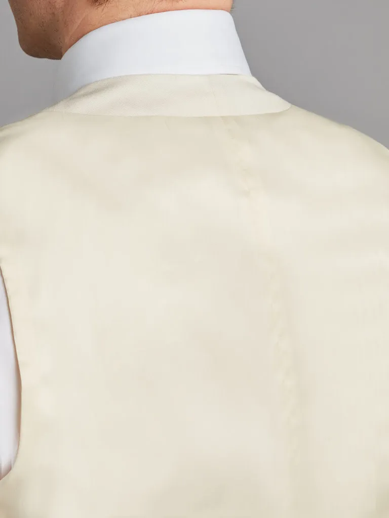 Double Breasted Wool Vest With Piping - Cream