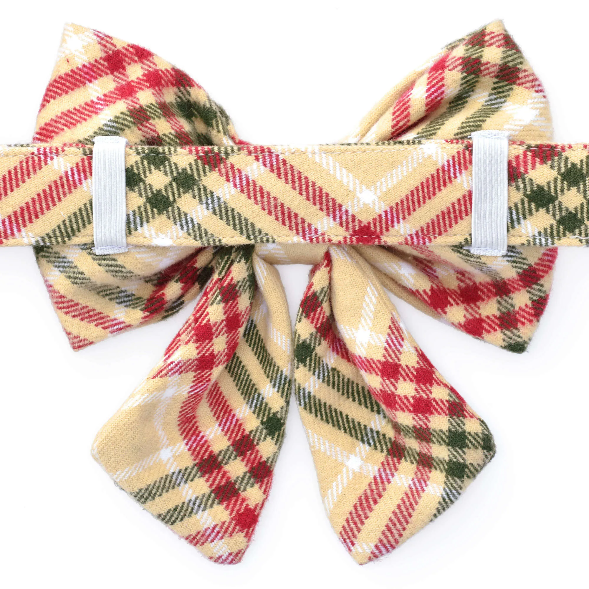 Eggnog Plaid Flannel Lady Dog Bow