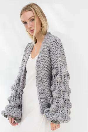 ELEANOR BUBBLE KNIT CARDIGAN -GREY