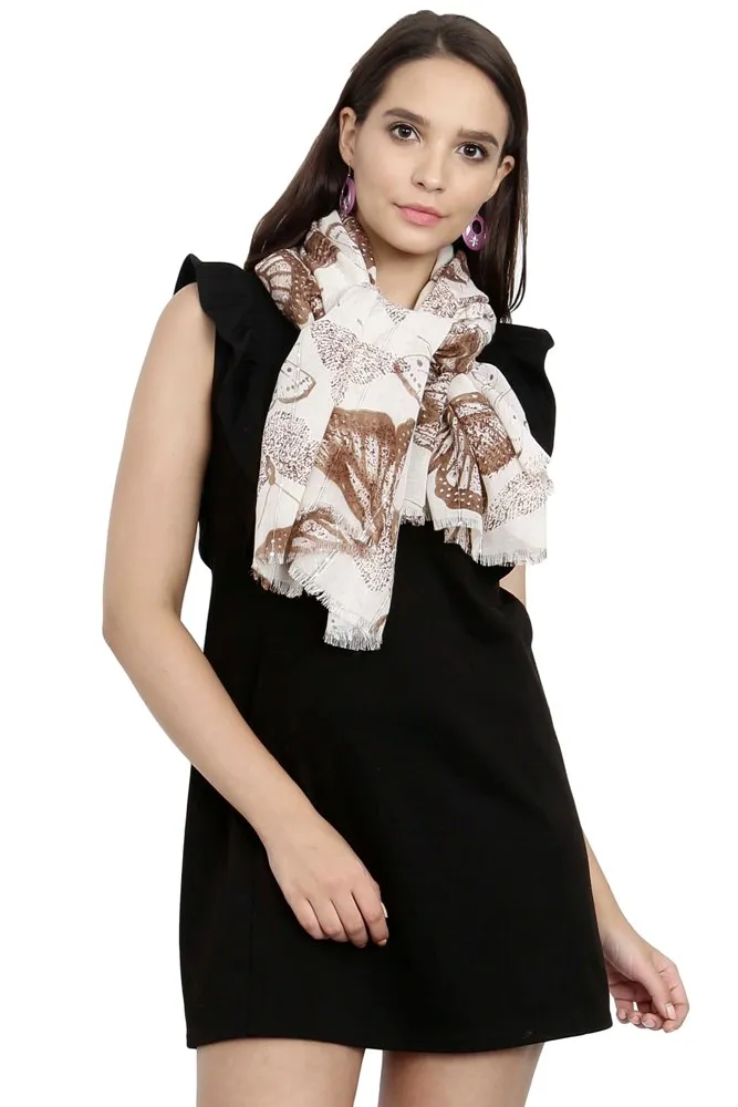 FabSeasons Beign Viscose Butterfly Printed Soft & Stylish Scarf