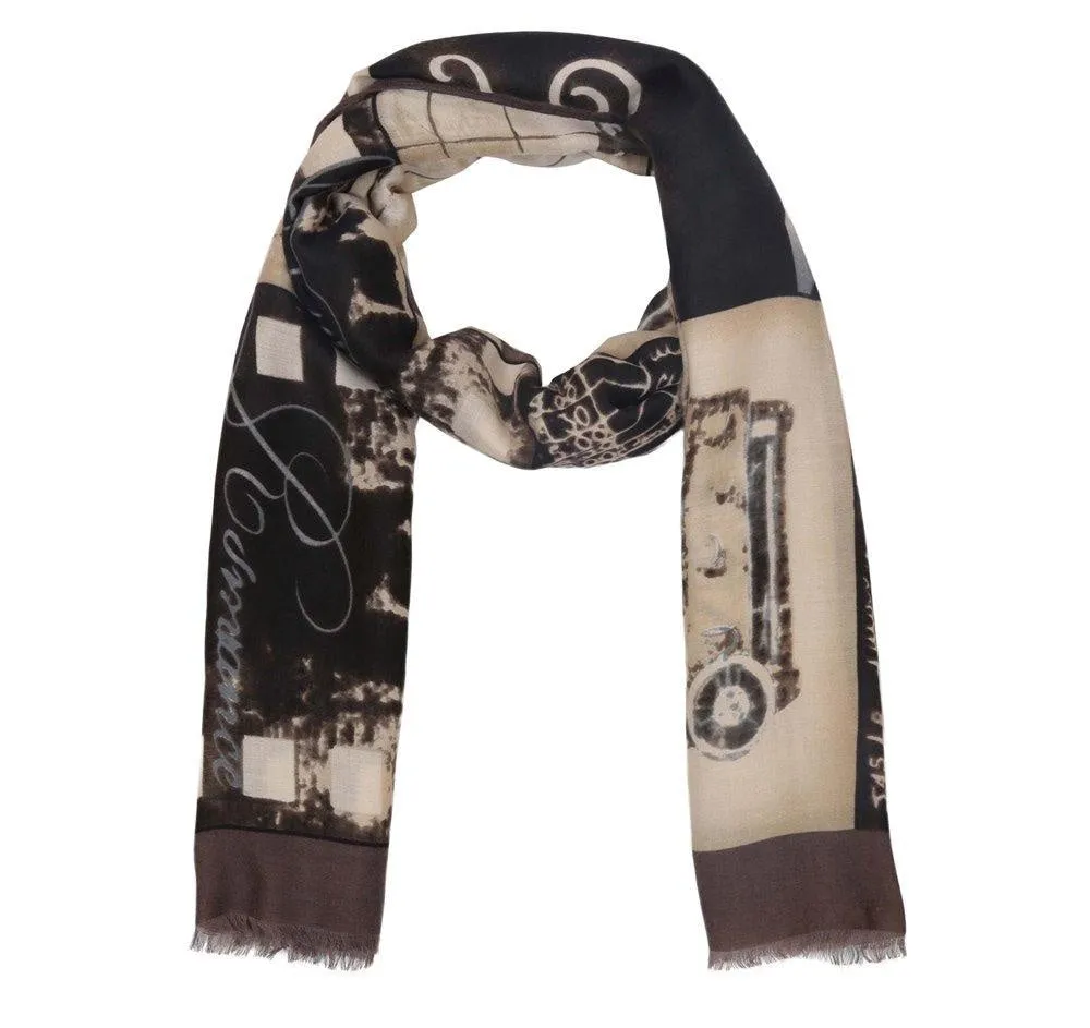 FabSeasons Cotton Brown Viscose Modern Printed Soft & Stylish Scarf