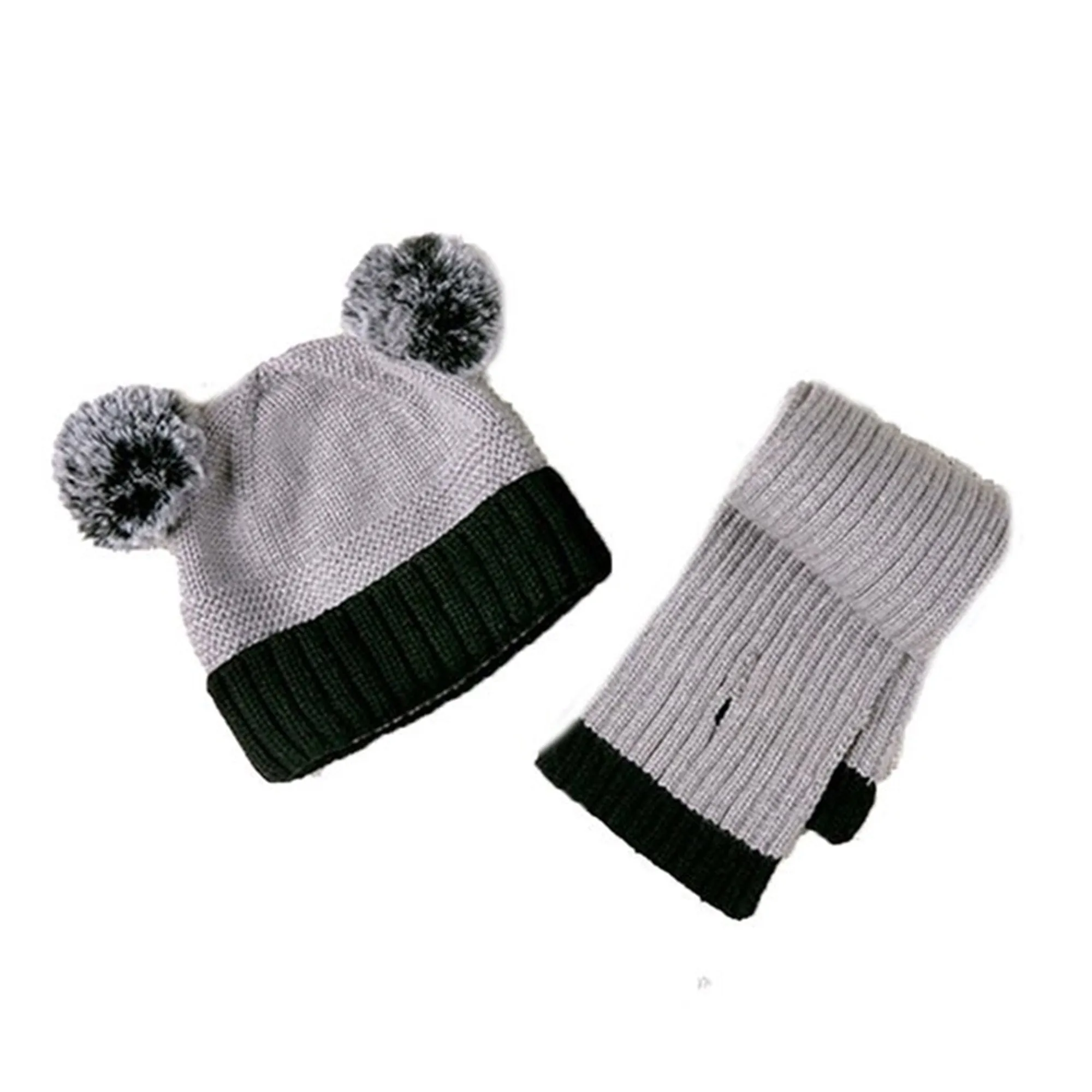 FabSeasons Kids Winter Skull / Beanie caps with scarf Set, fits for 6 Months - 3 Years Old Baby Boys & Girls / Toddler