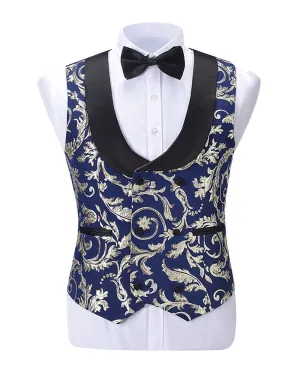 Fashion Men's Suit Vest Patterned Shawl Lapel Waistcoat