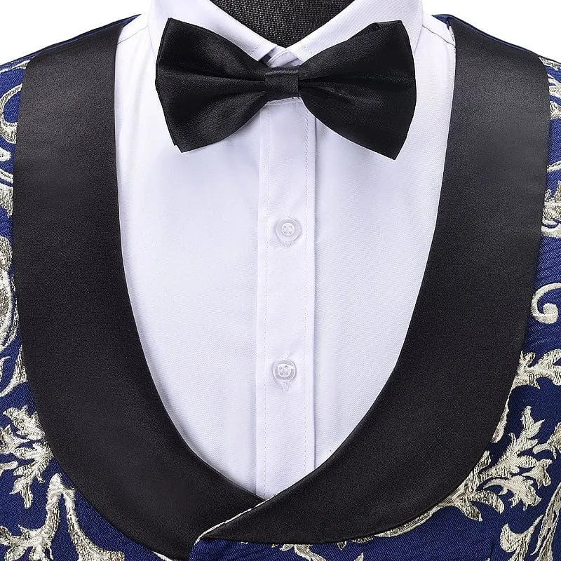 Fashion Men's Suit Vest Patterned Shawl Lapel Waistcoat