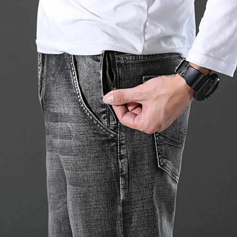 Fit Stretch Denim Pants Fashion Casual Slim Trousers Men Brand