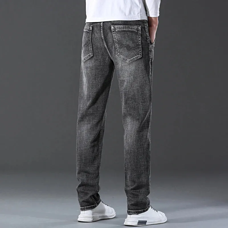 Fit Stretch Denim Pants Fashion Casual Slim Trousers Men Brand