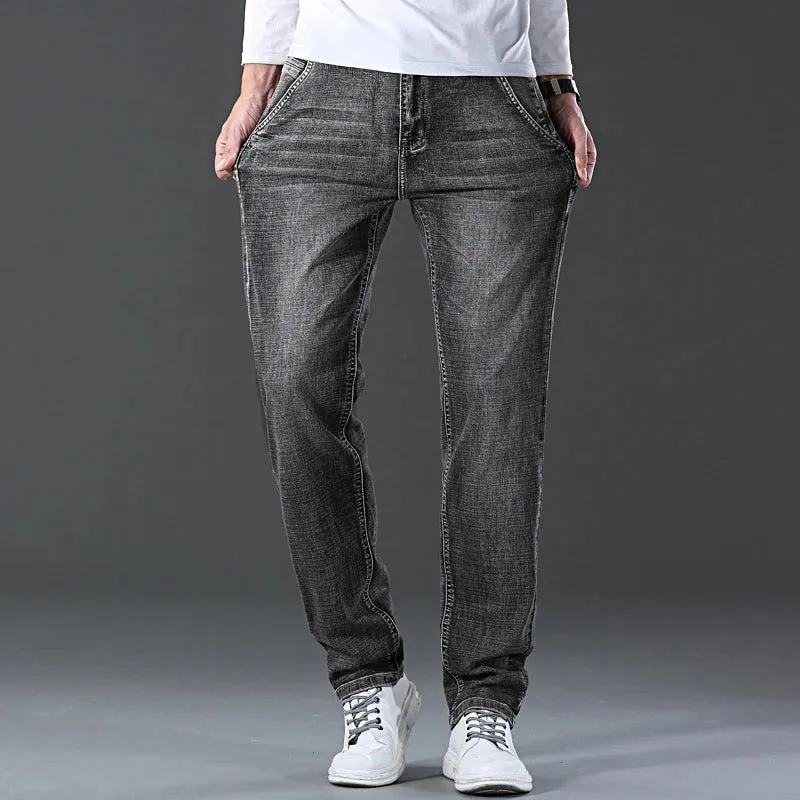 Fit Stretch Denim Pants Fashion Casual Slim Trousers Men Brand