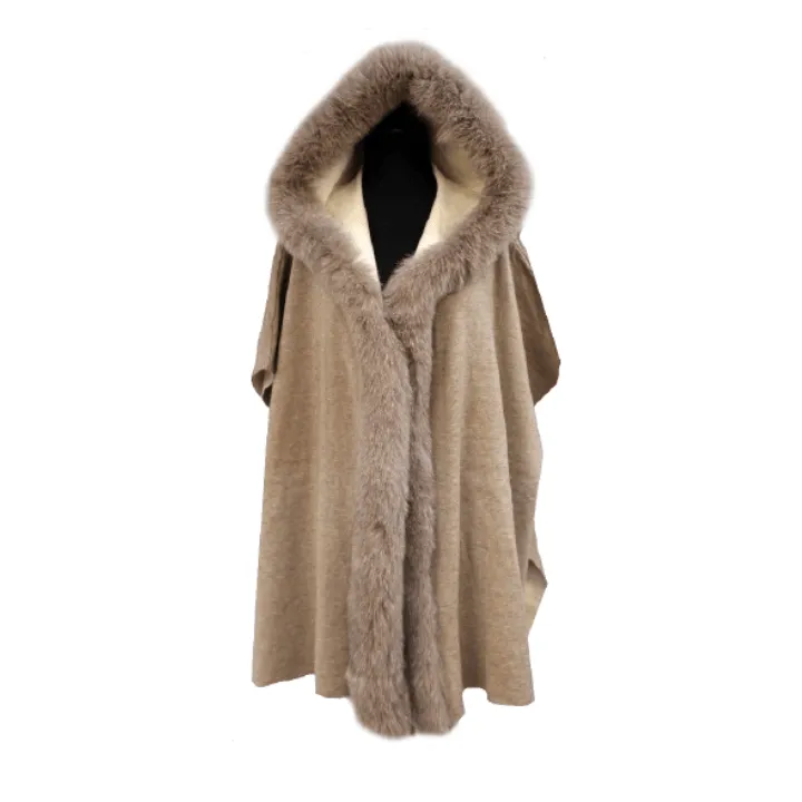 Fox Fur Trim Cardigan With Hood