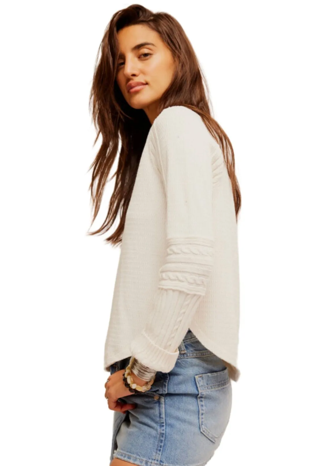 Free People Swinging Cable Cuff Sweater