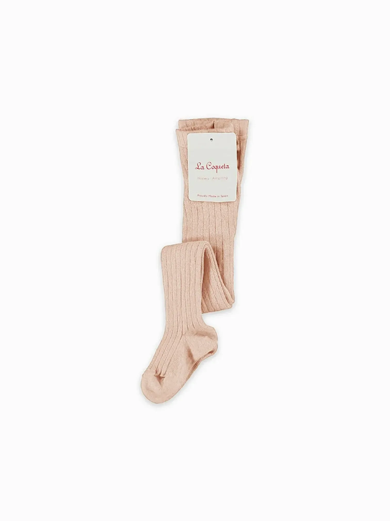 girls pale pink ribbed tights