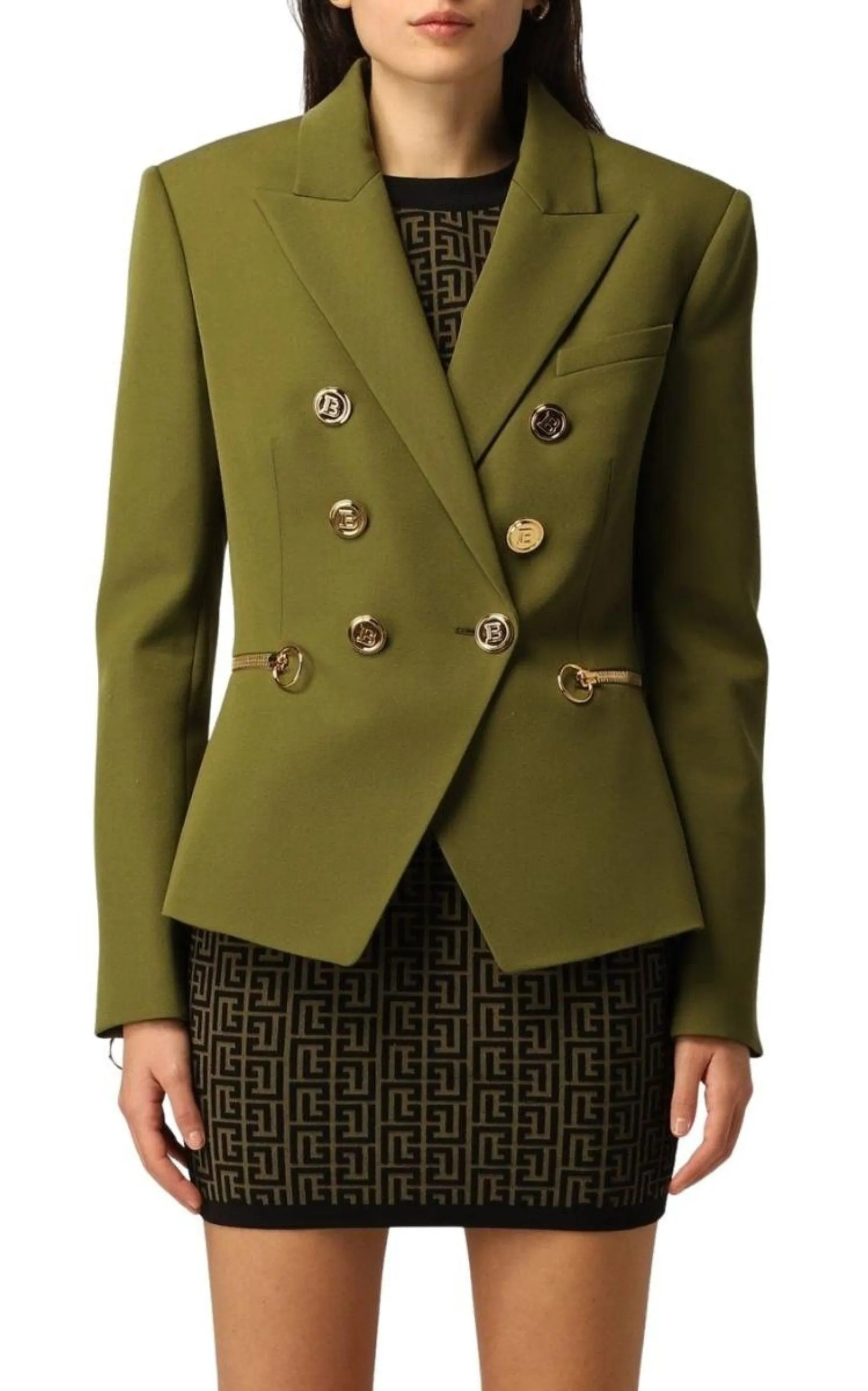 Green Wool Double-breasted Blazer