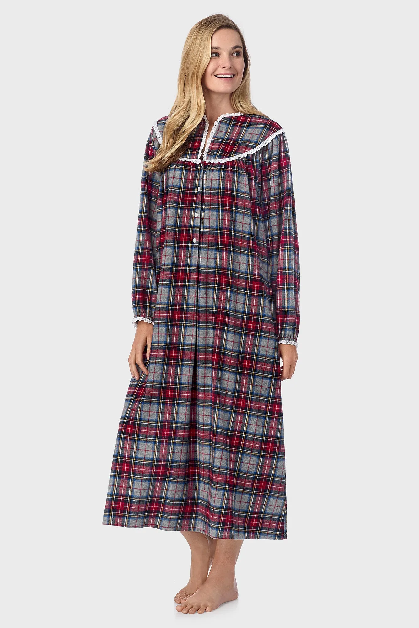 Grey Plaid Flannel Gown