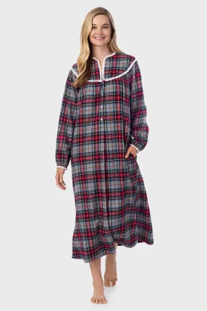 Grey Plaid Flannel Gown