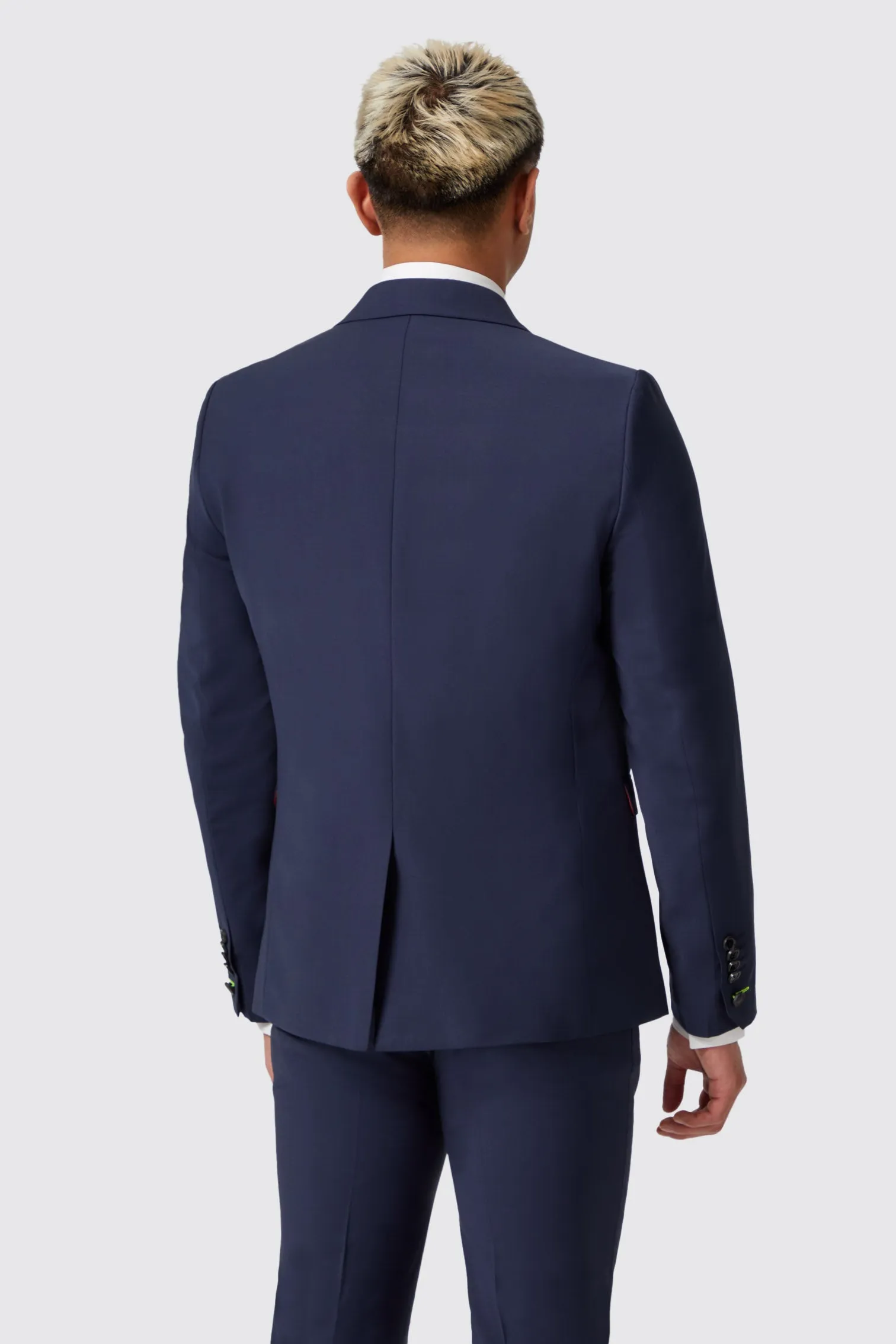 Harwood Slim Fit Navy Double Breasted Wool Jacket