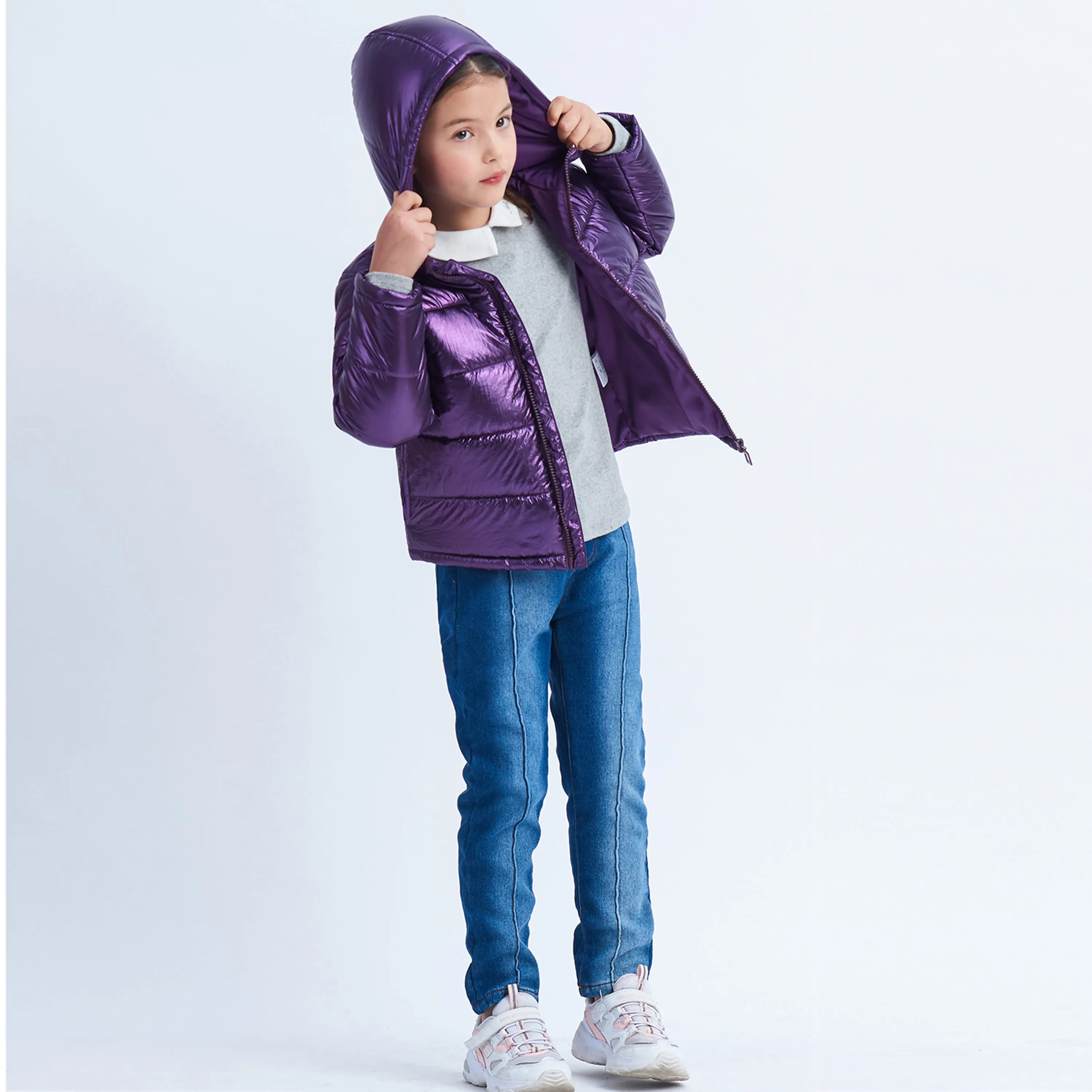 IKALI Girls Winter Puffer Jacket Lightweight Outwear Girls Purple (3-12Y)