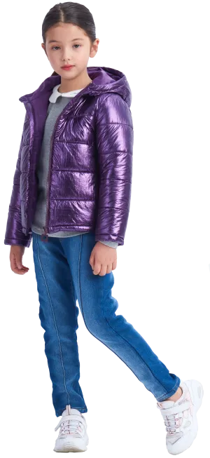 IKALI Girls Winter Puffer Jacket Lightweight Outwear Girls Purple (3-12Y)