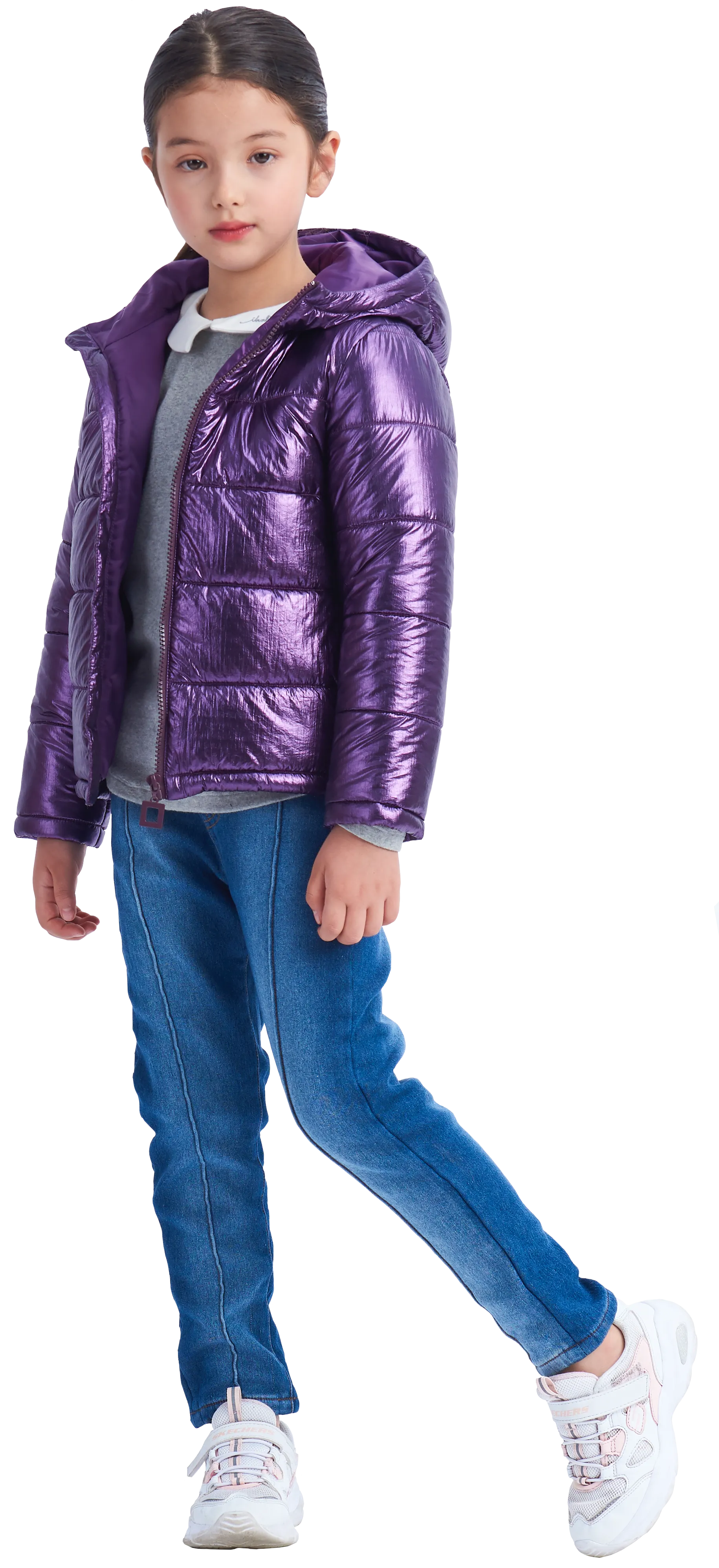 IKALI Girls Winter Puffer Jacket Lightweight Outwear Girls Purple (3-12Y)