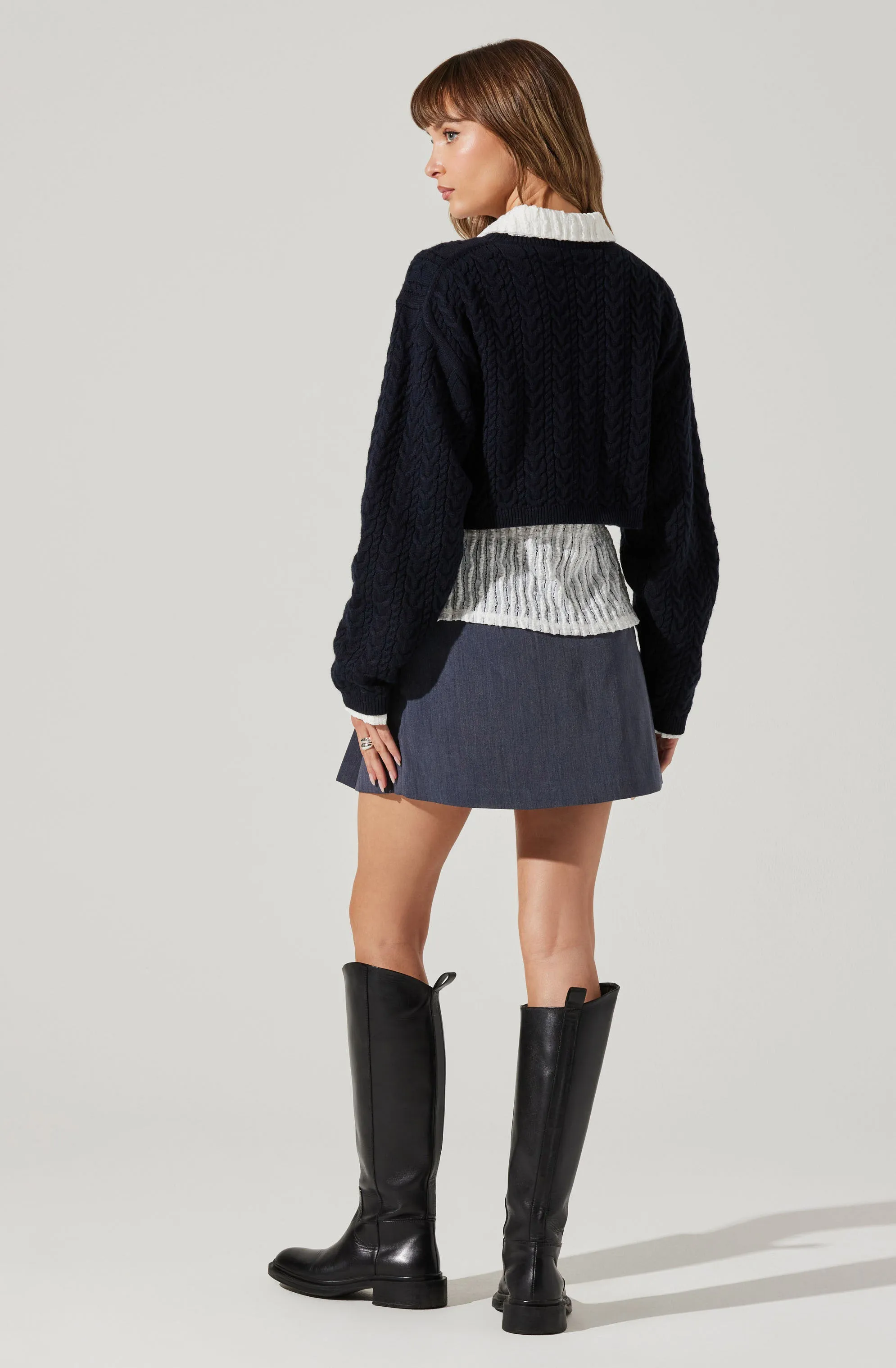 Jorah Cropped Cable Knit Sweater