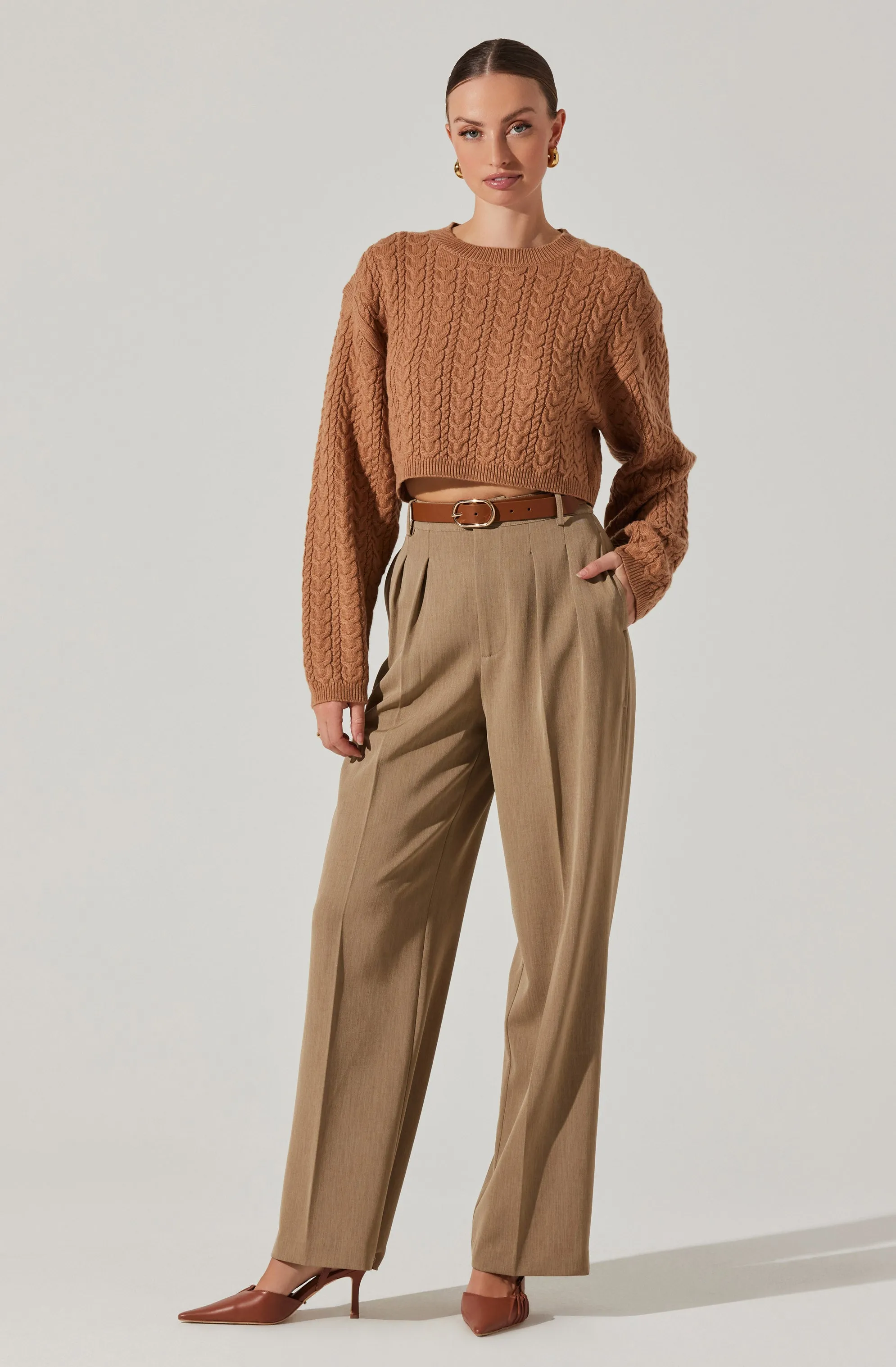 Jorah Cropped Cable Knit Sweater