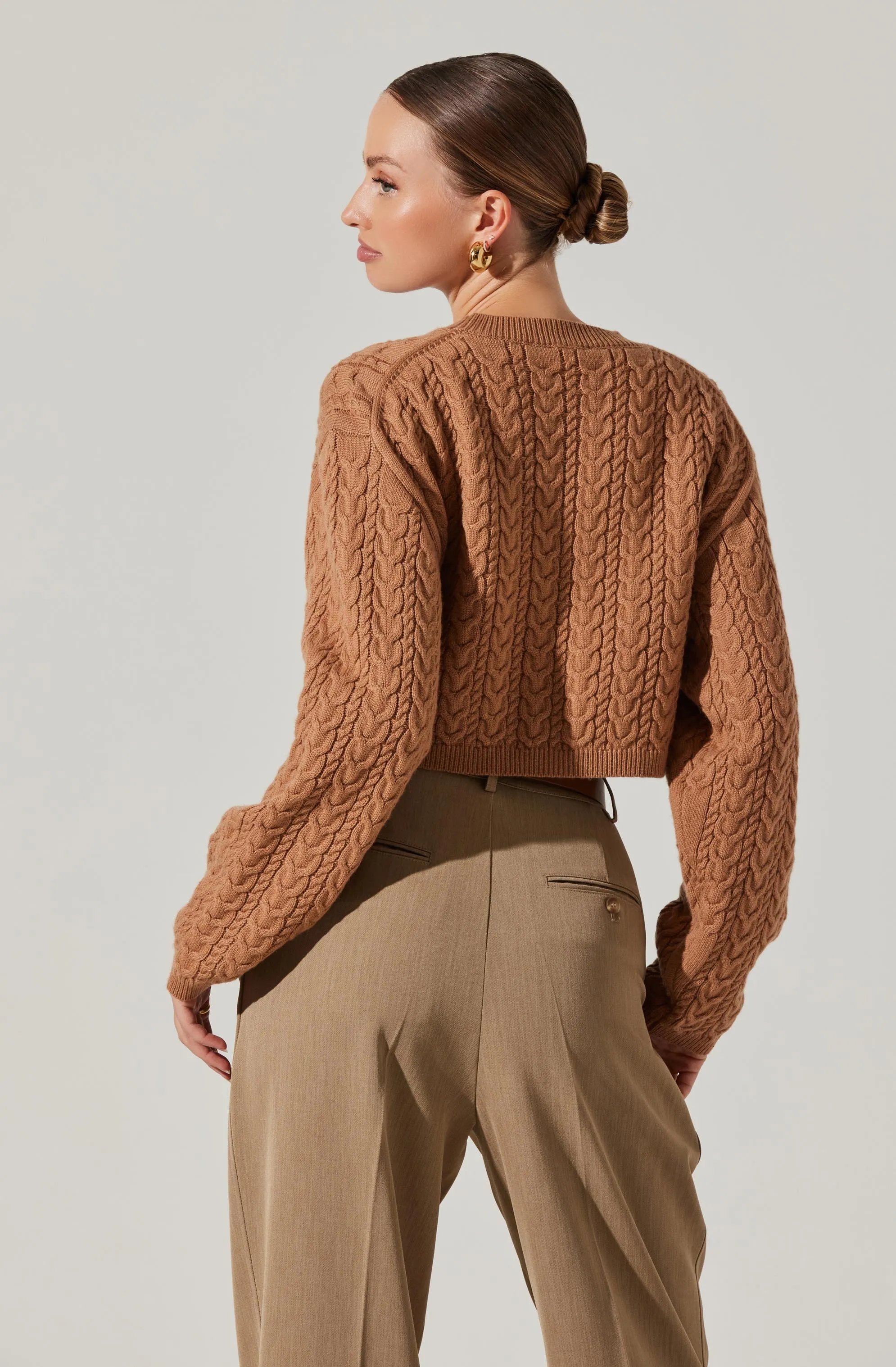 Jorah Cropped Cable Knit Sweater