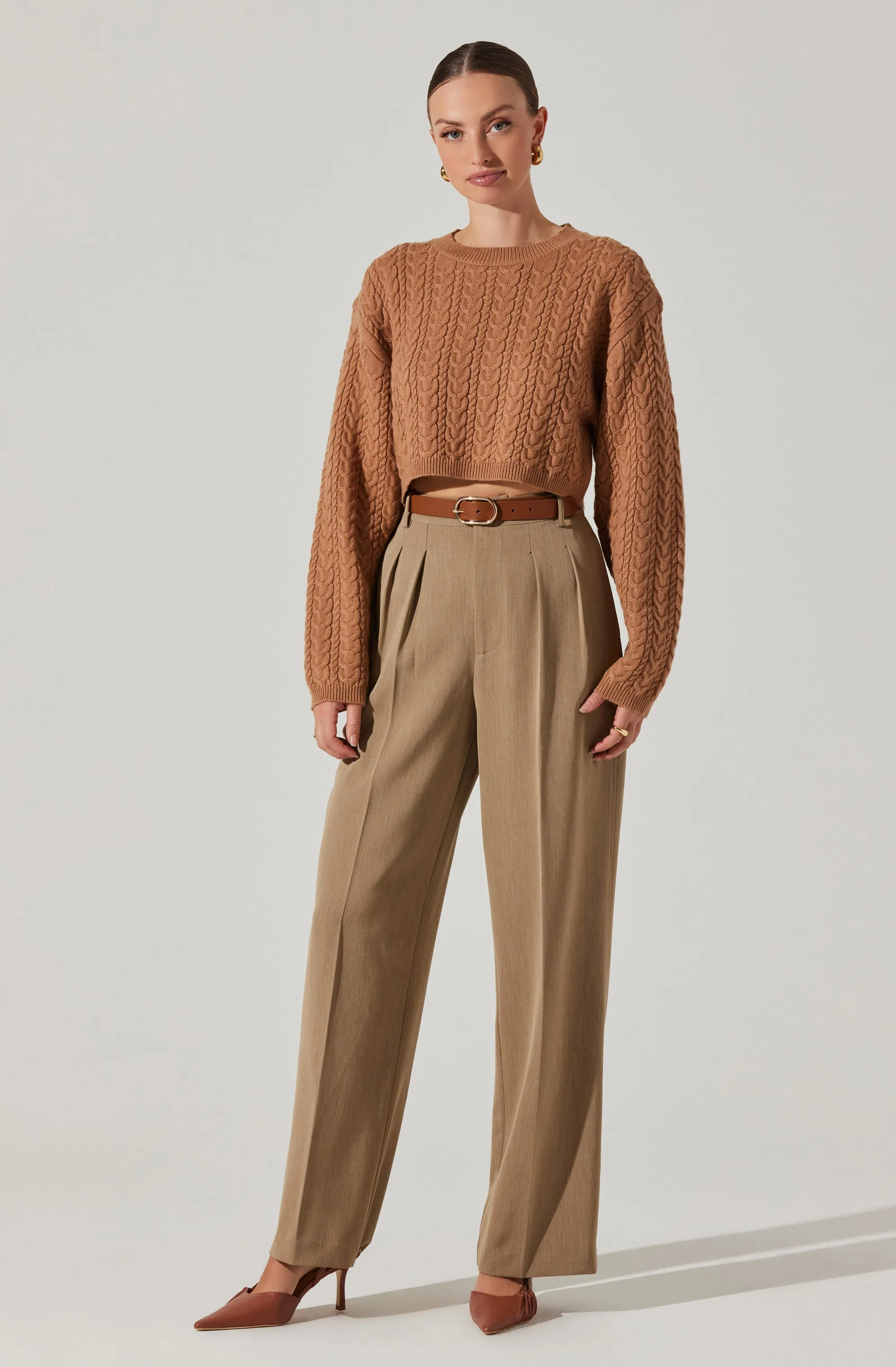 Jorah Cropped Cable Knit Sweater