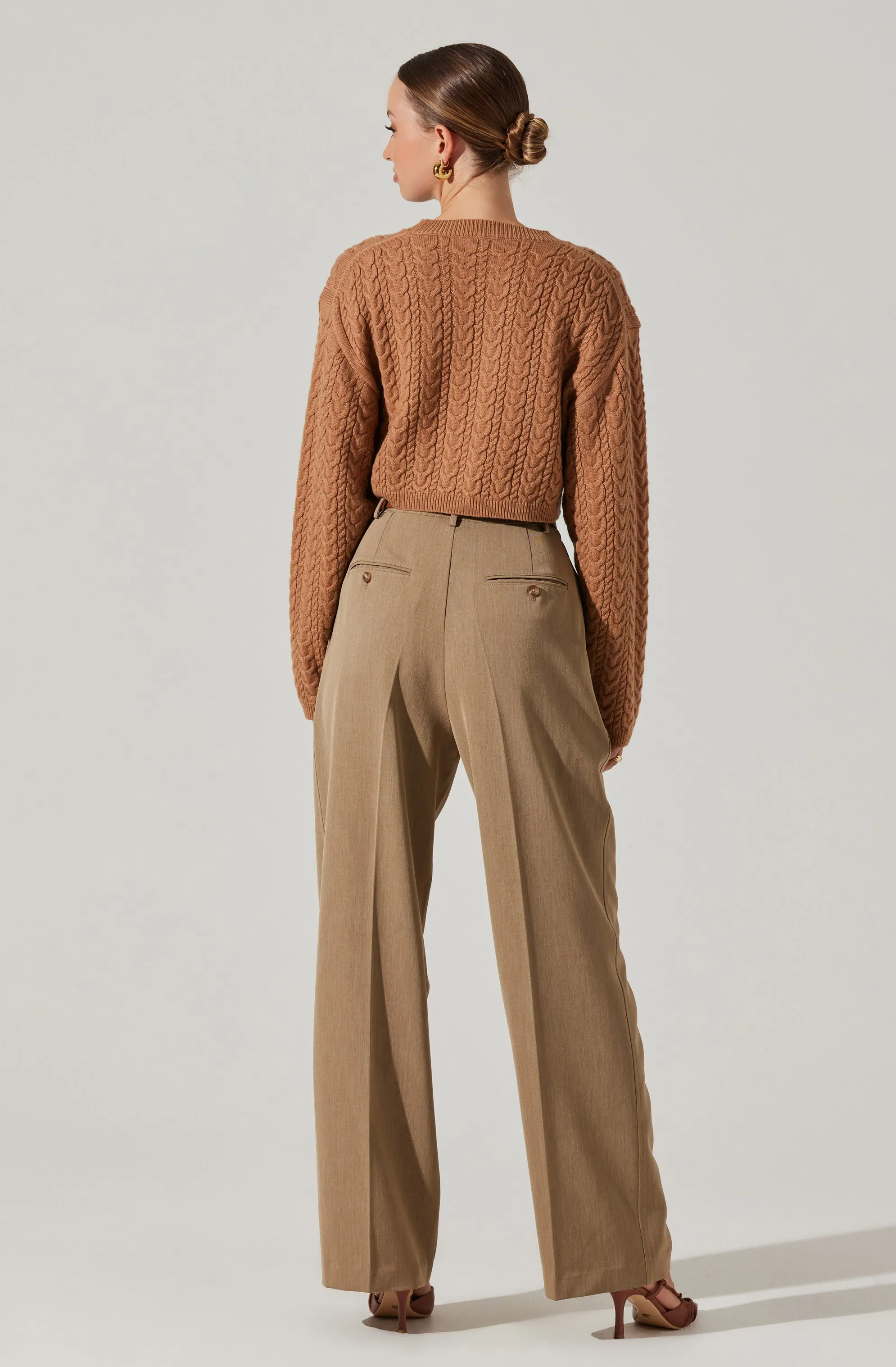 Jorah Cropped Cable Knit Sweater