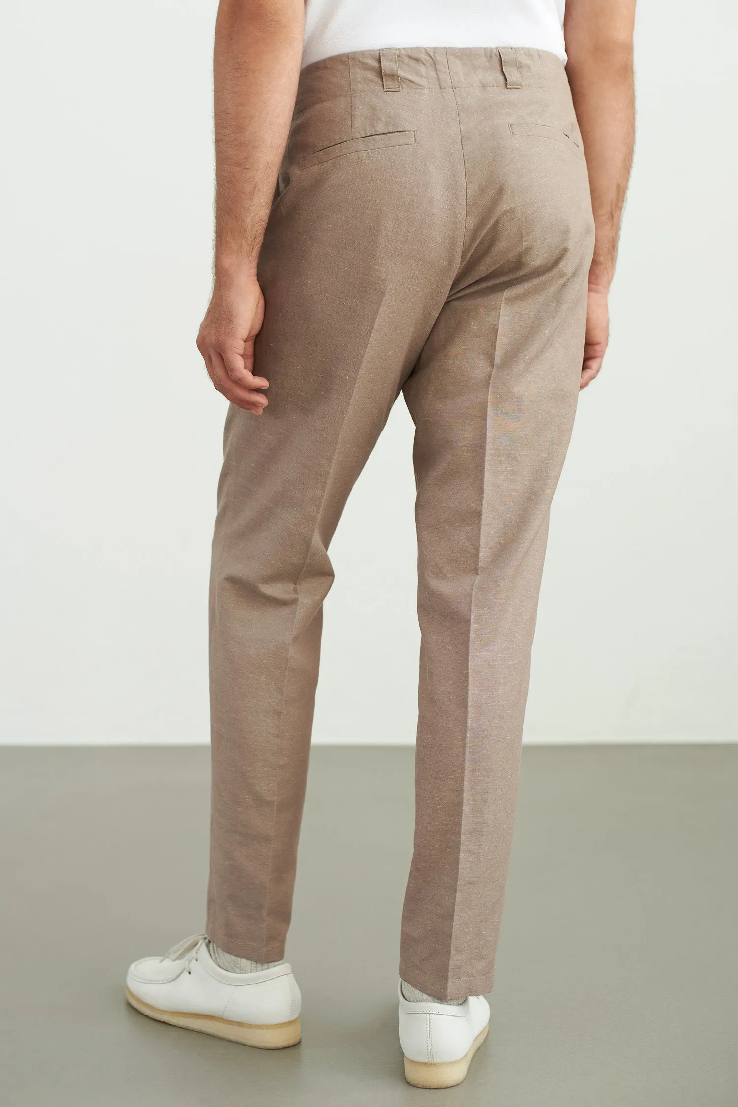 JOSTHA regular trousers - walnut linen