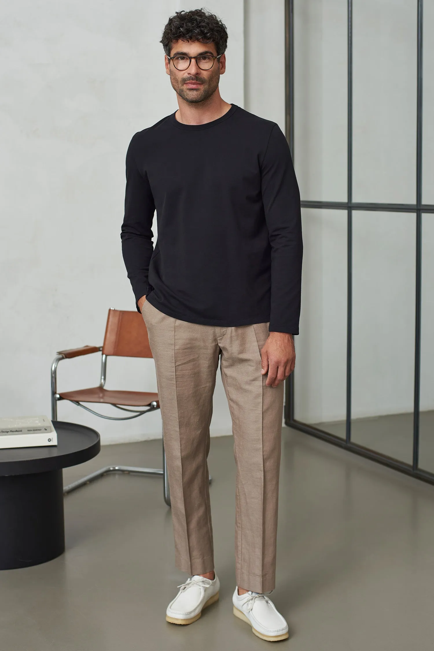 JOSTHA regular trousers - walnut linen