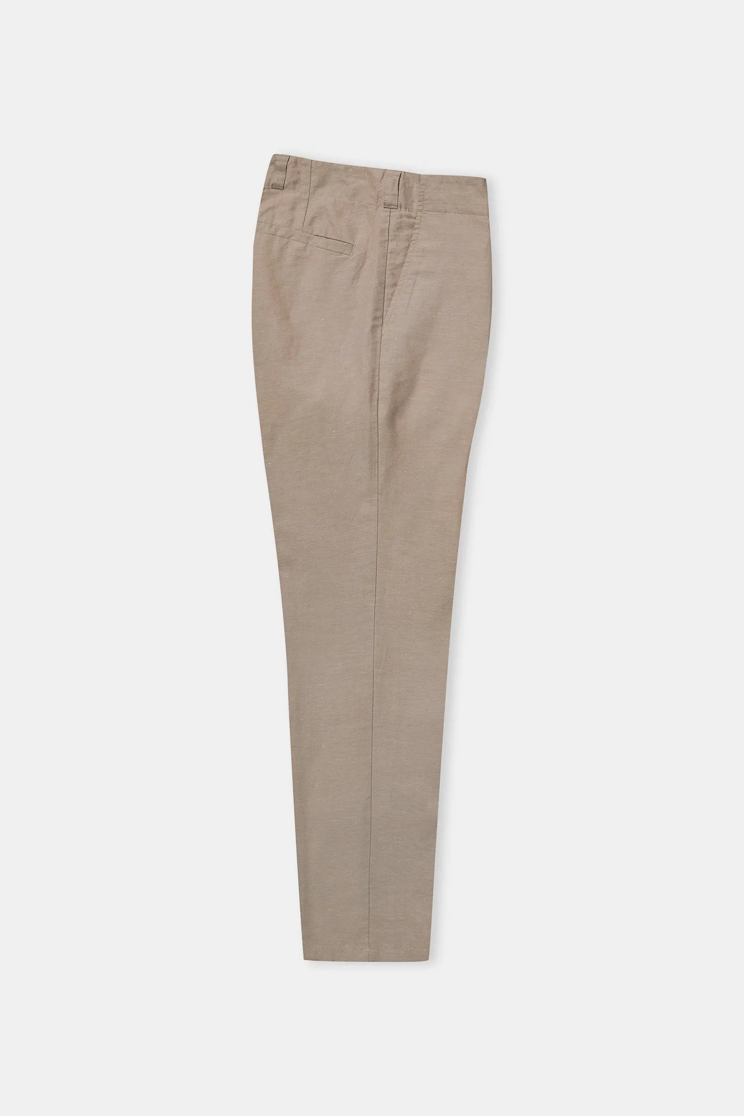 JOSTHA regular trousers - walnut linen