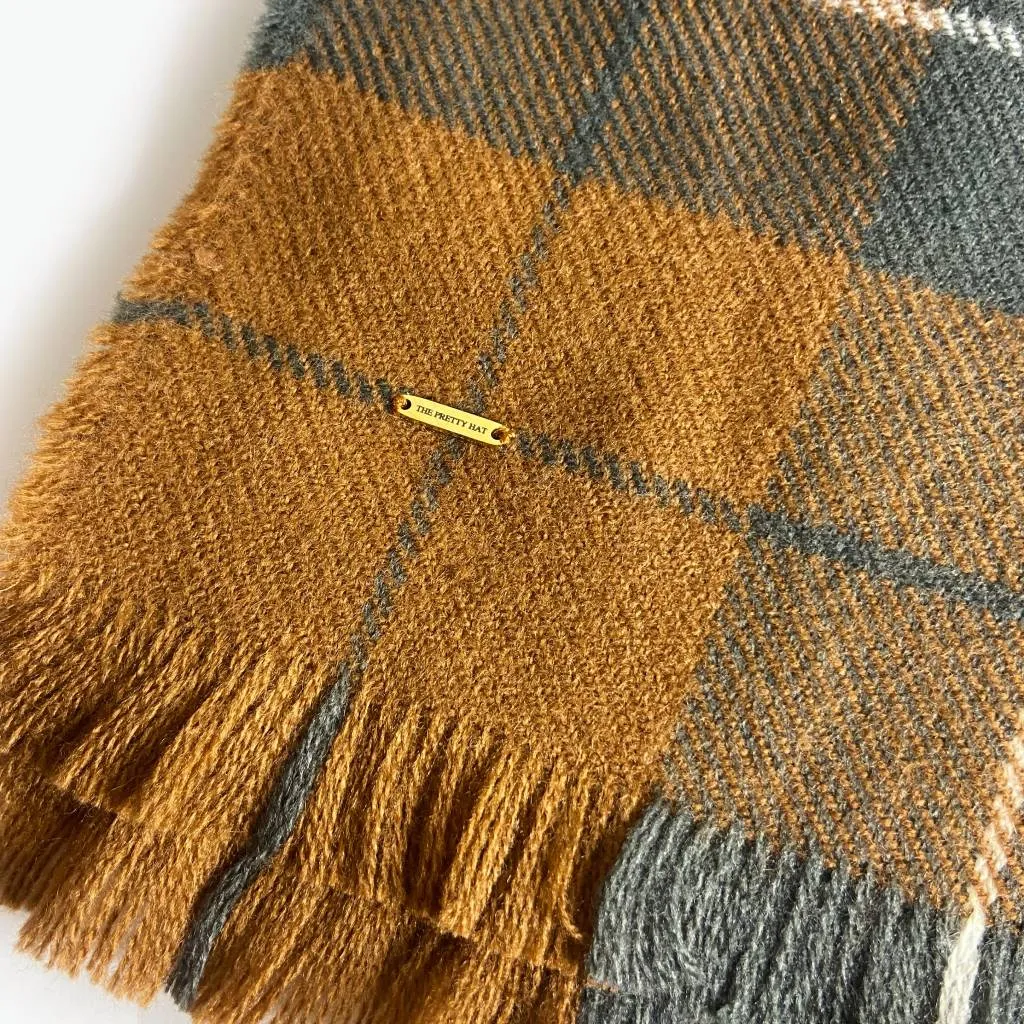 Kensington Oversized Plaid Scarf - Rust & Steel