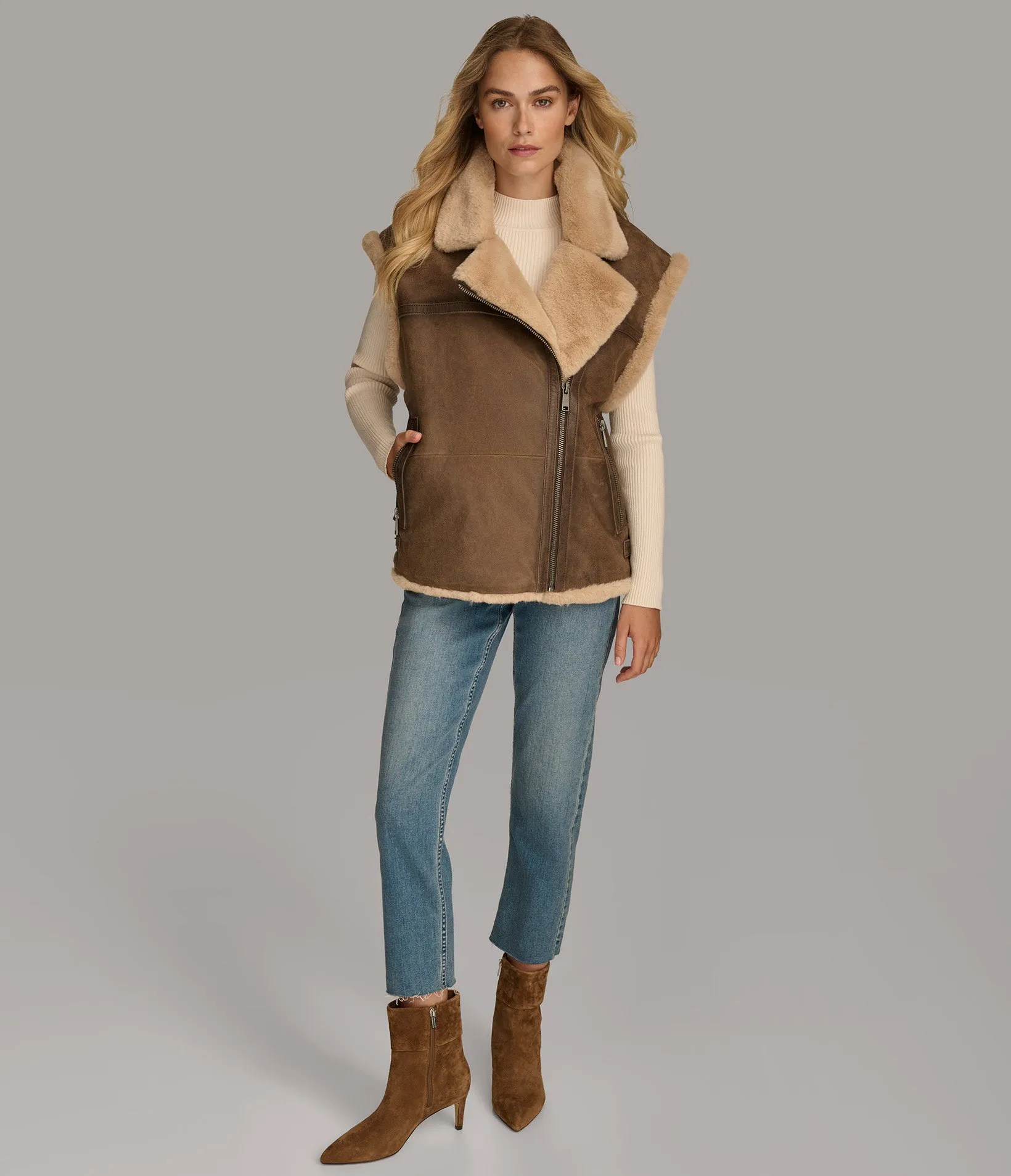 Kinsley Faux Shearling Moto Vest