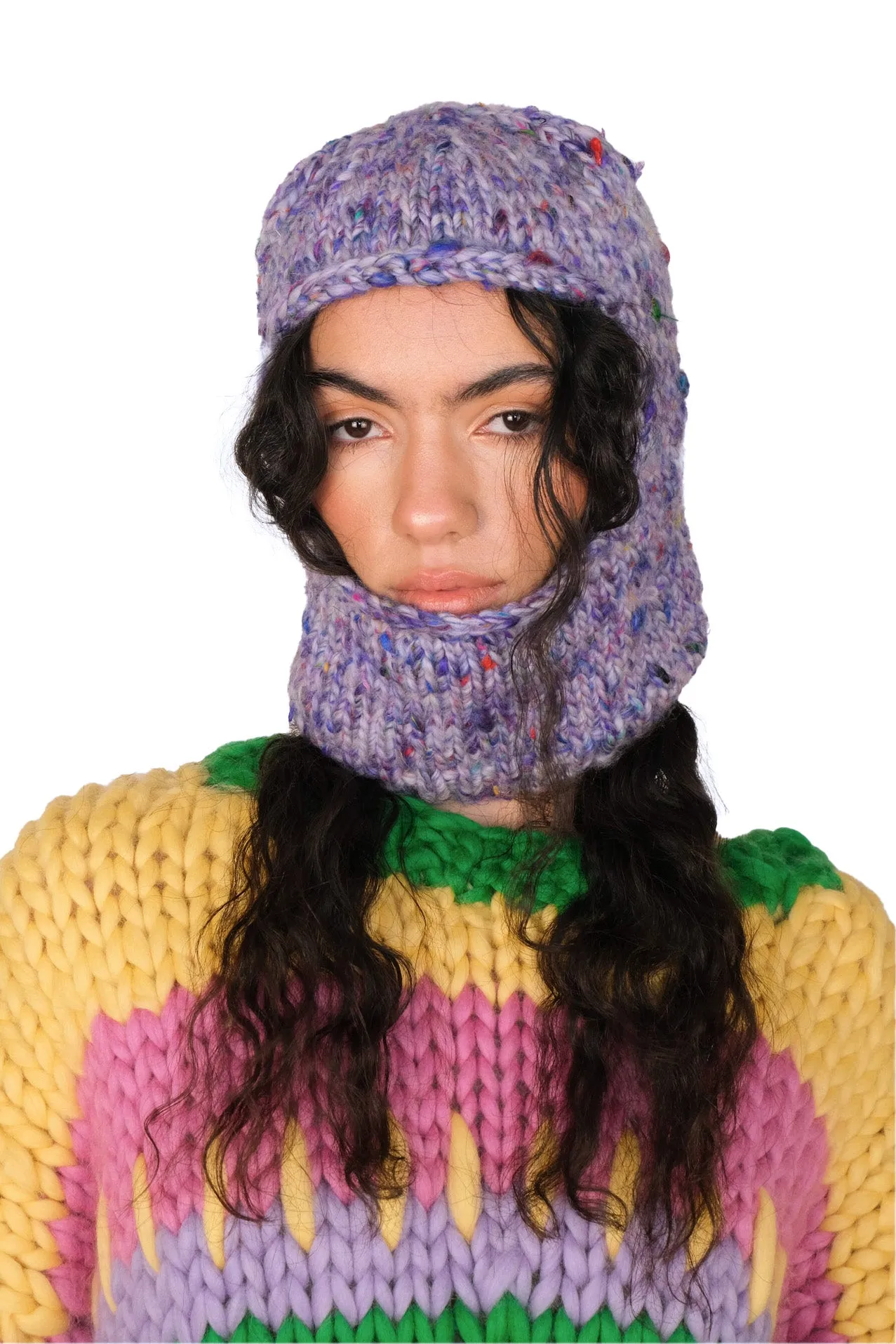 Lilac Chunky Knit Balaclava