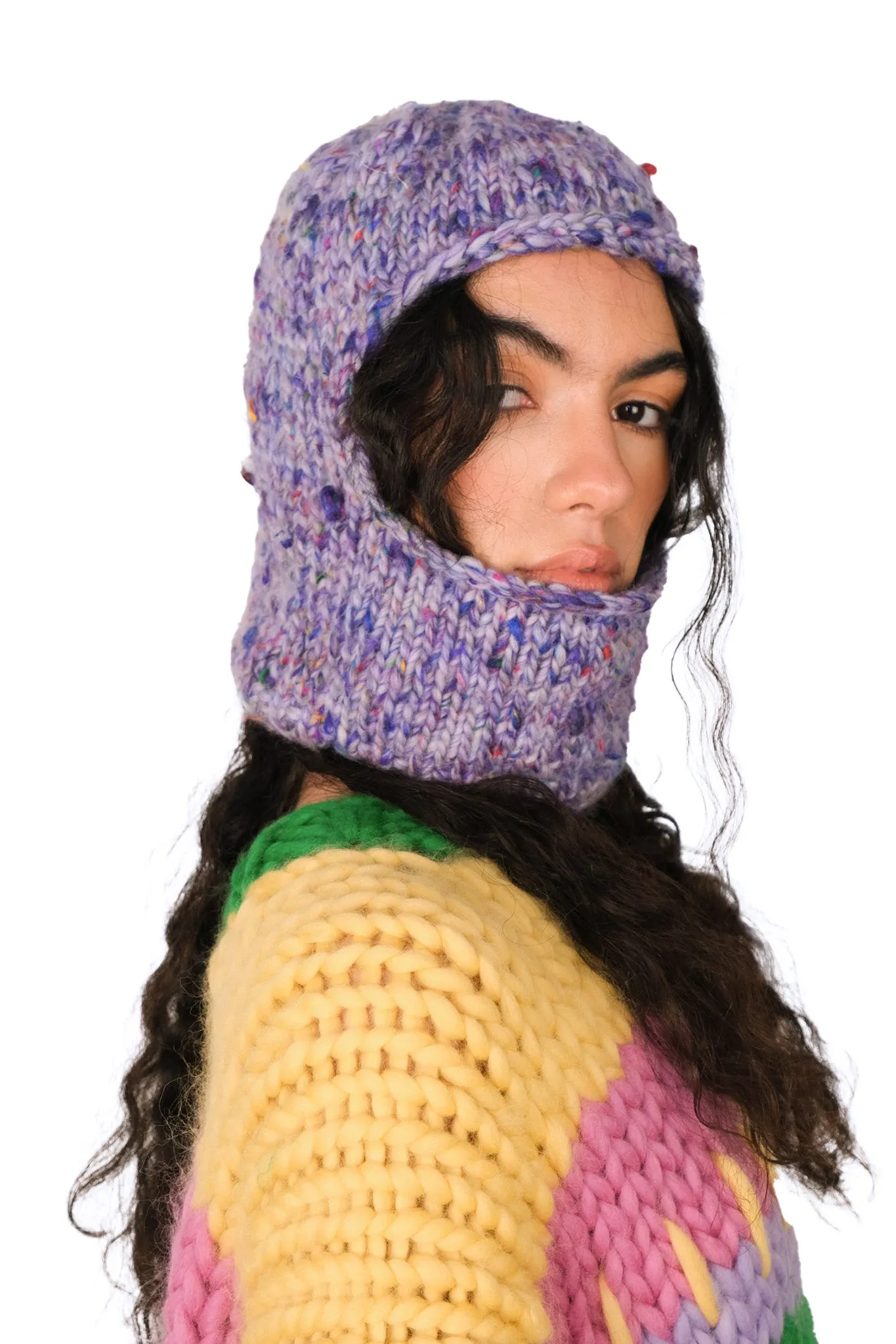 Lilac Chunky Knit Balaclava