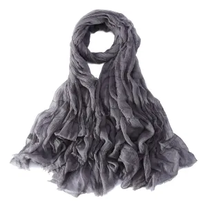 Luxurious Extra Wide 100% Cashmere Scarf & Wrap Gray Color Plaid Print CSH233