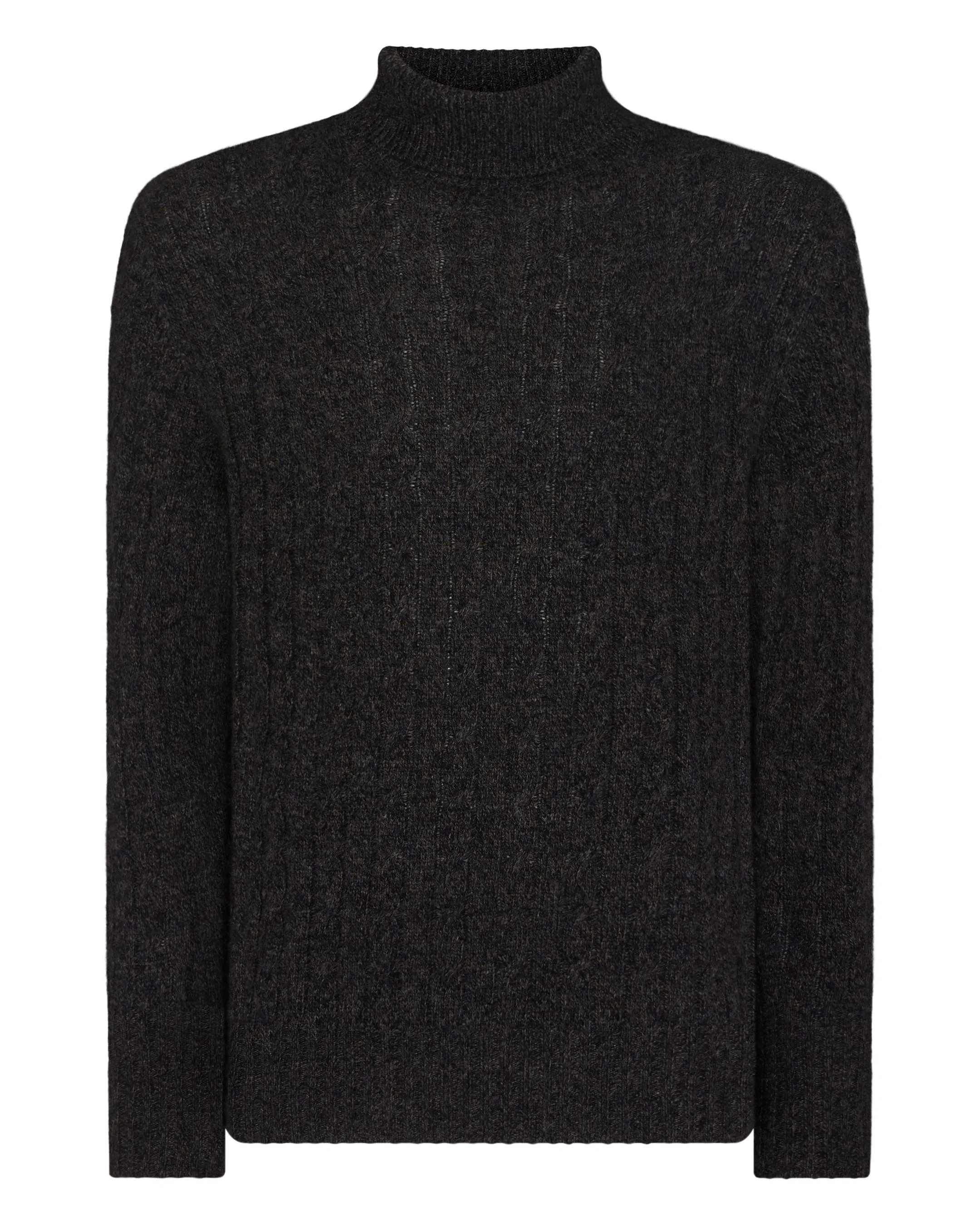 Men's Berwick Cable Roll Neck Cashmere Jumper Granite Blue