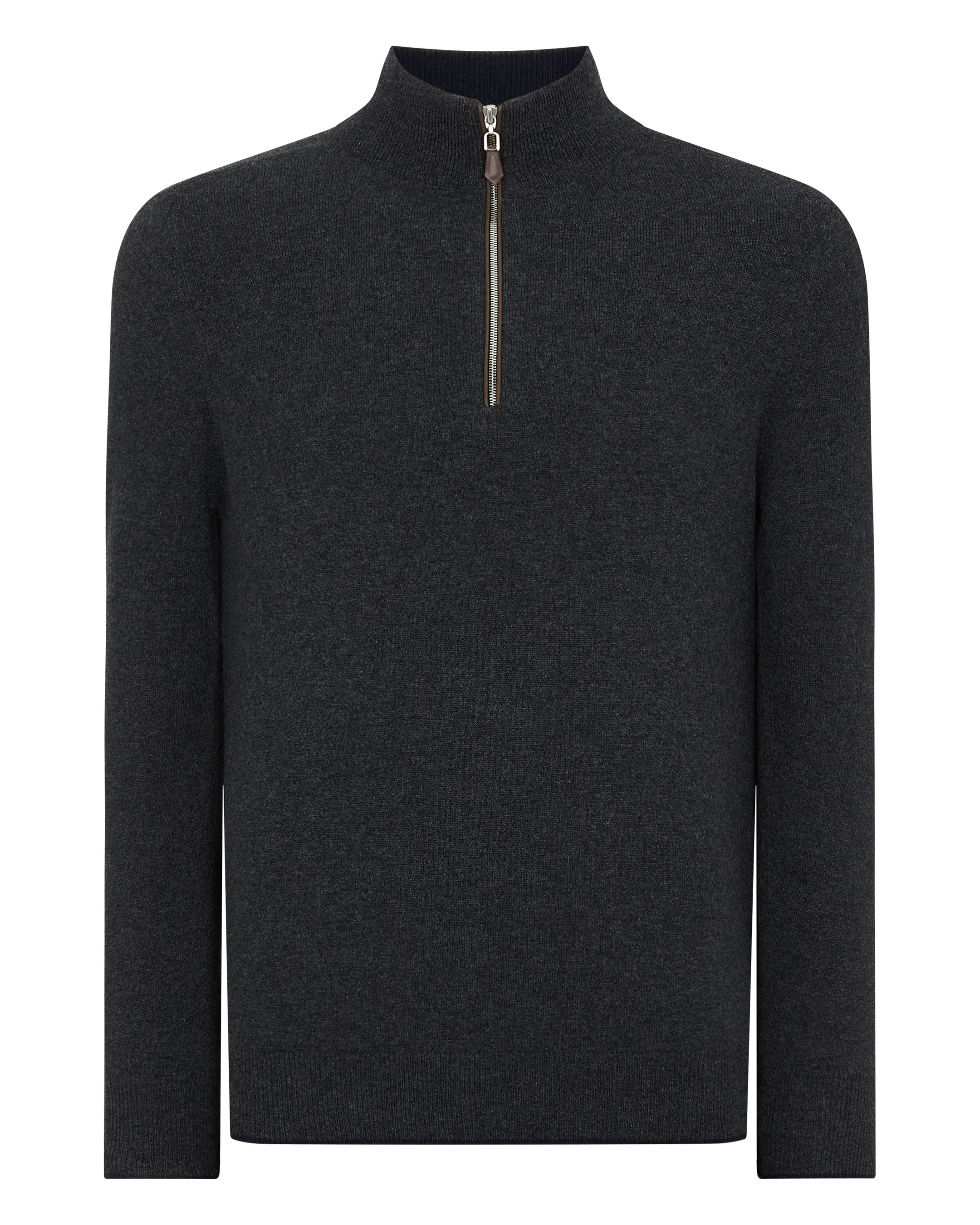 Men's Carnaby Half Zip Cashmere Jumper Dark Charcoal Grey