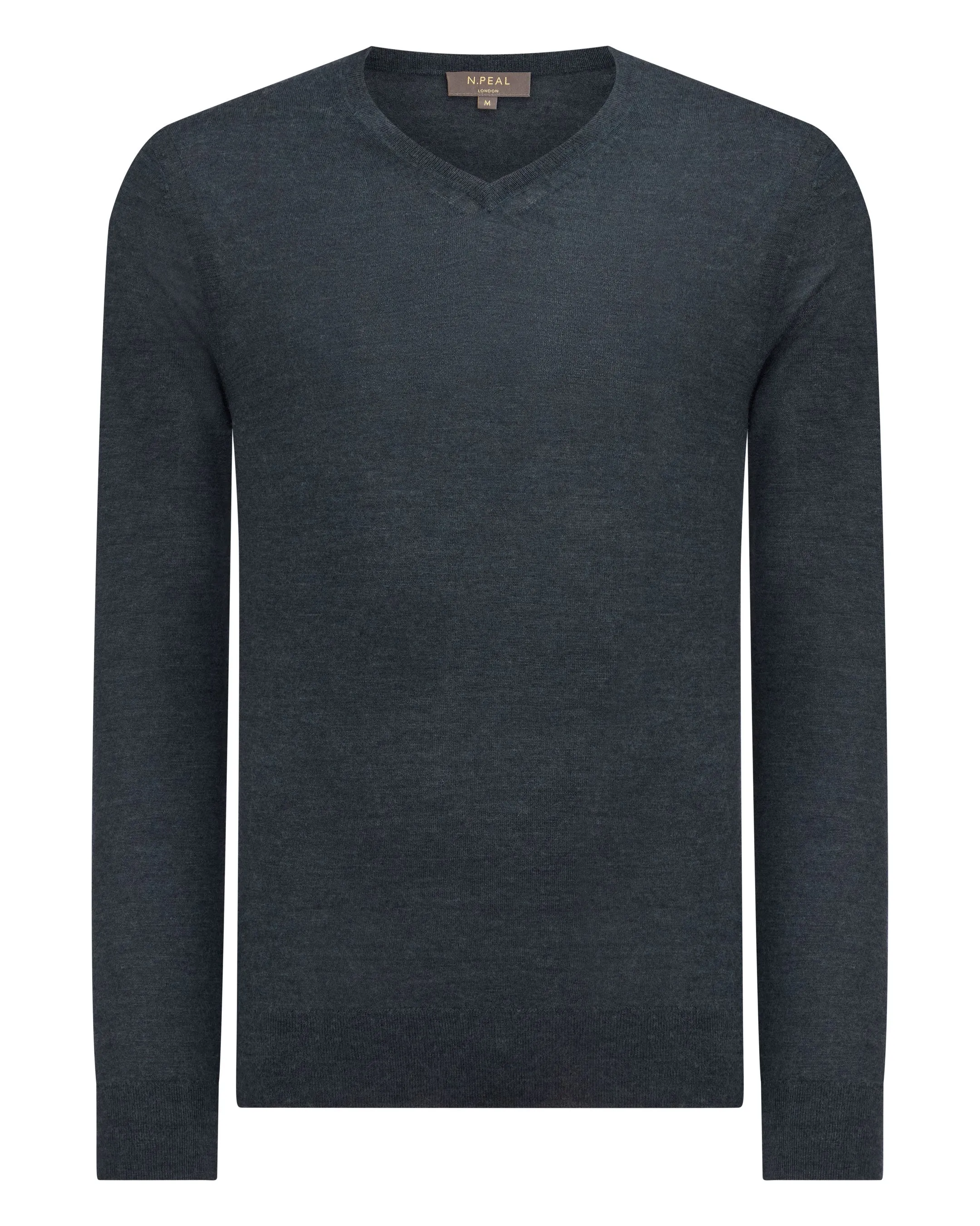 Men's Conduit Fine Gauge Cashmere V Neck Jumper Azurine Blue