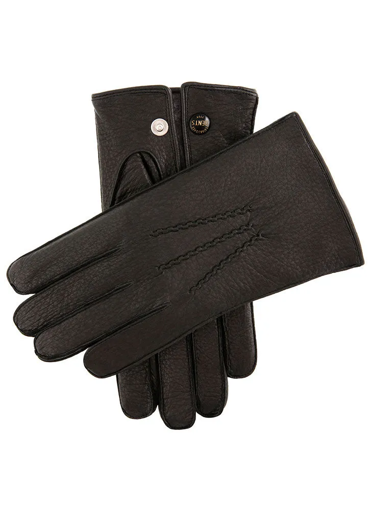 Men's Heritage Three-Point Fur-Lined Deerskin Leather Gloves