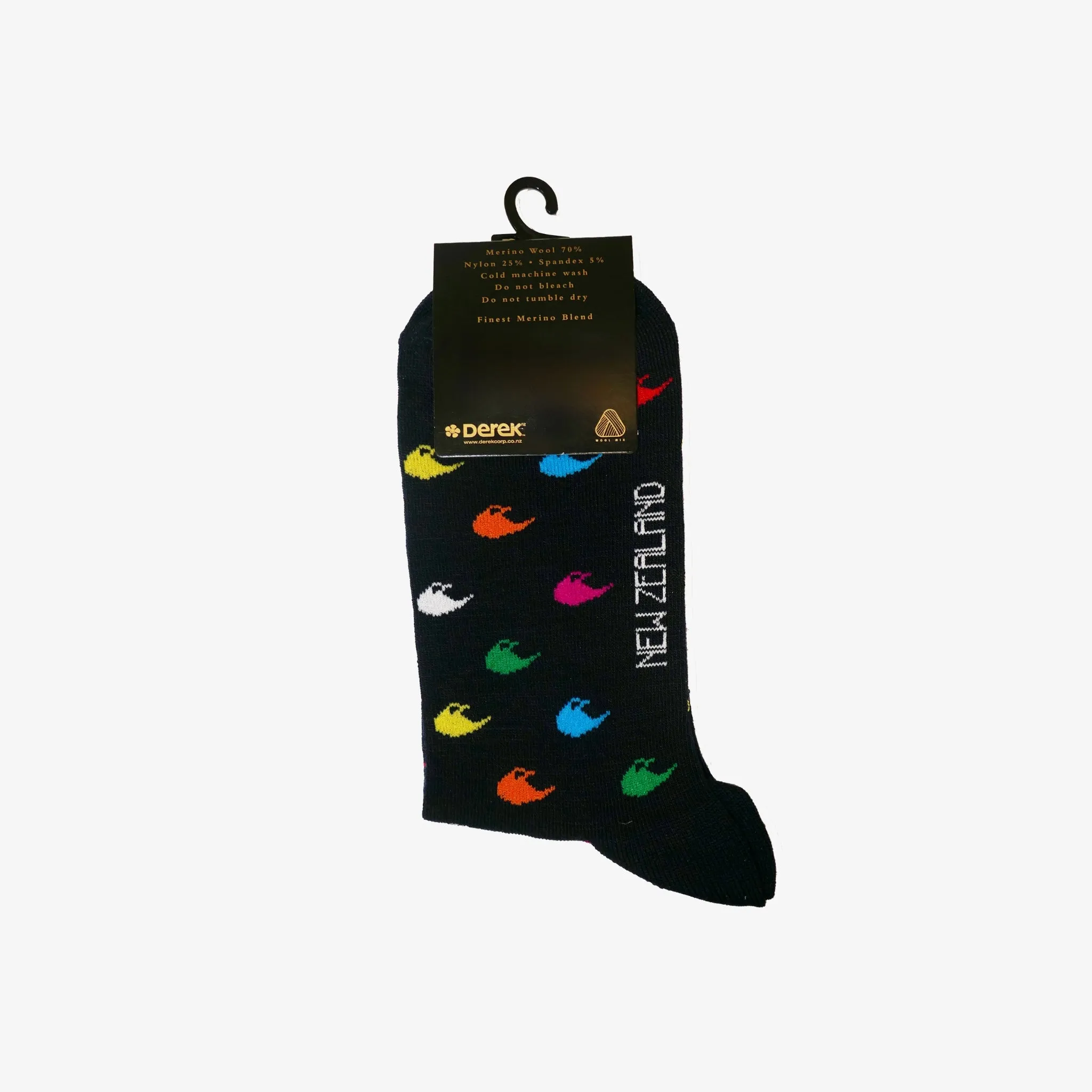 Mens Merino Wool Socks - Mini Kiwis Navy,  M-L