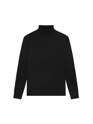 Men's Regenerative Merino Wool Turtleneck Sweater—black