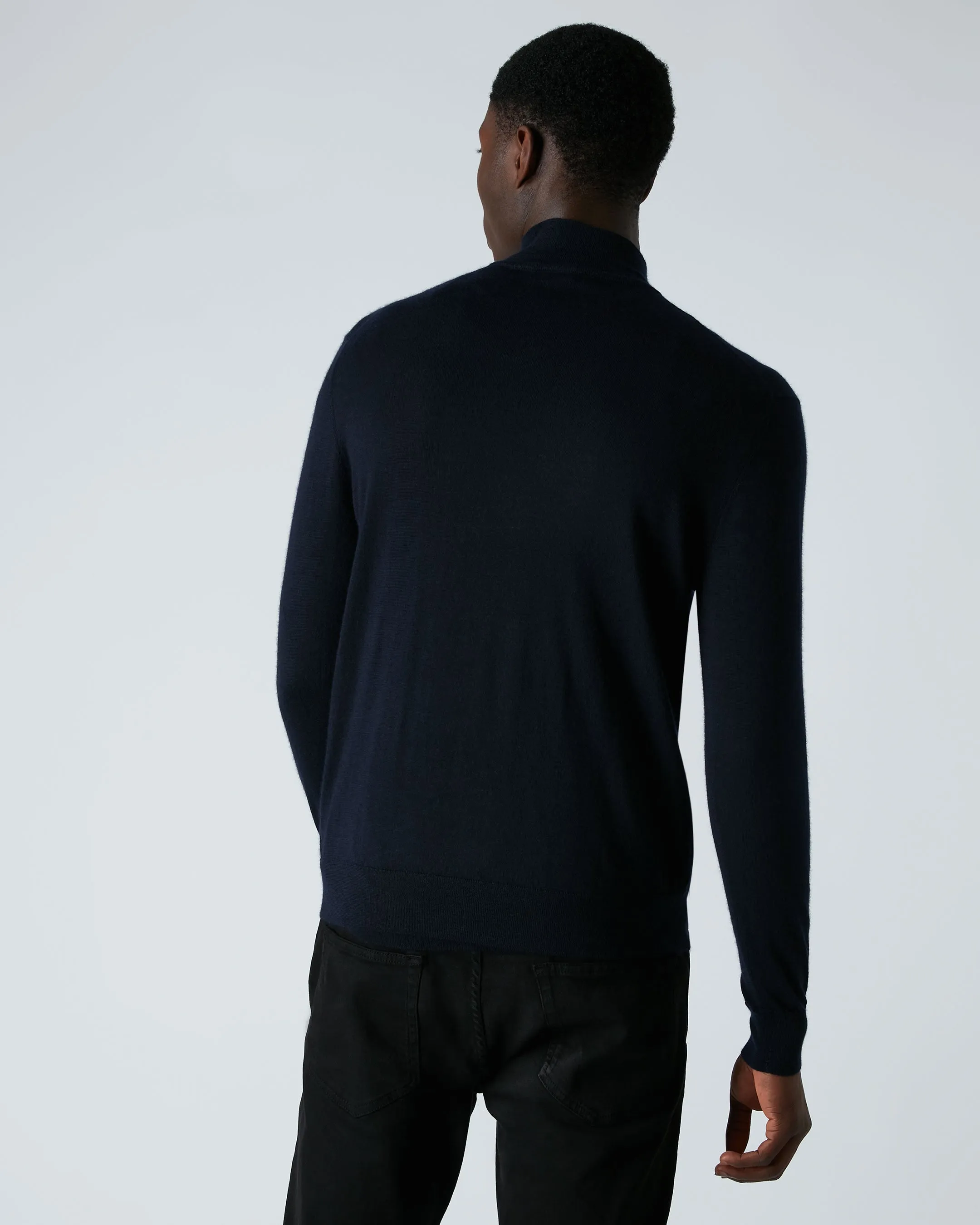 Men's Regent Fine Gauge Cashmere Half Zip Jumper Navy Blue