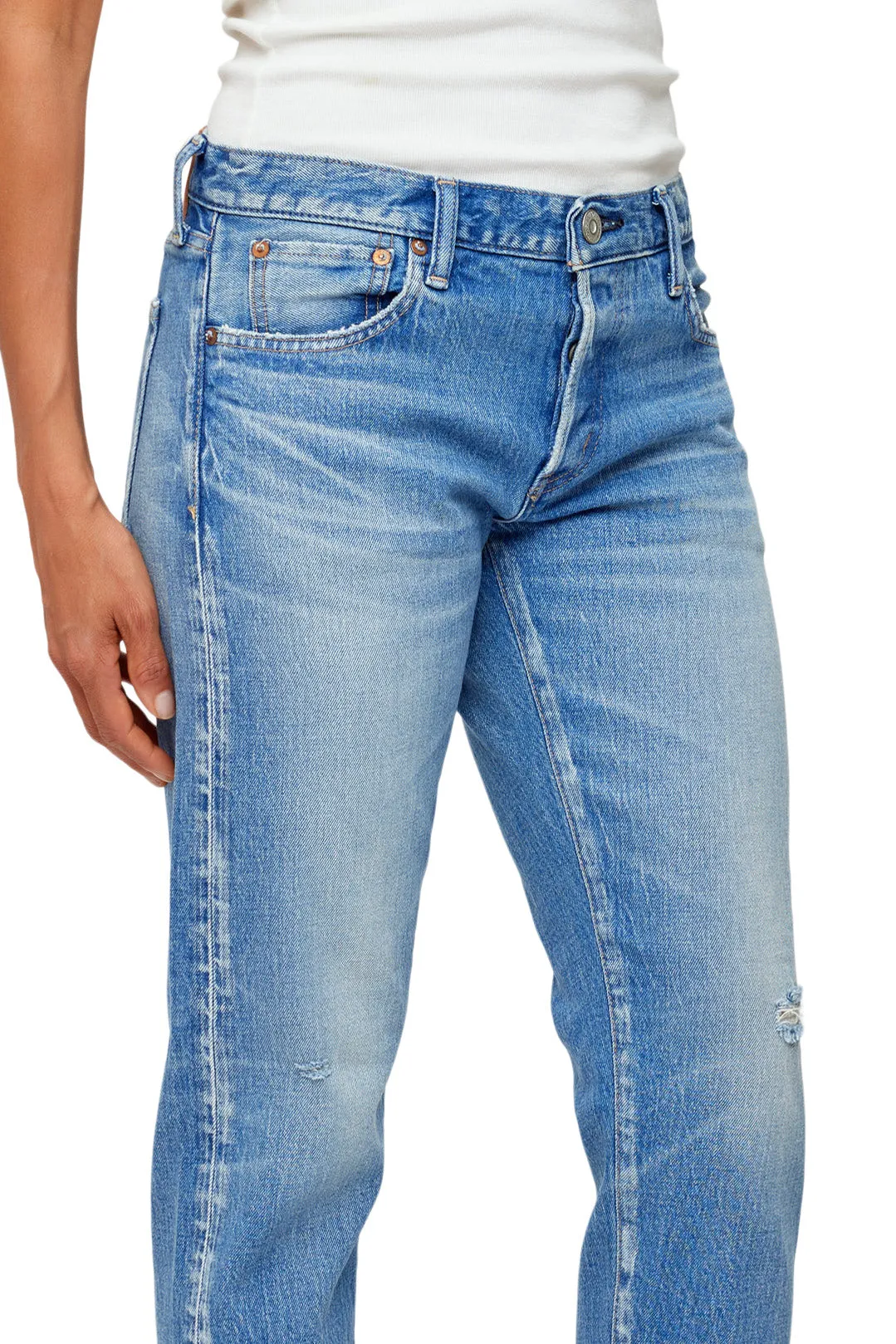 Moussy Denim Kendall Tapered Jeans in Light Blue