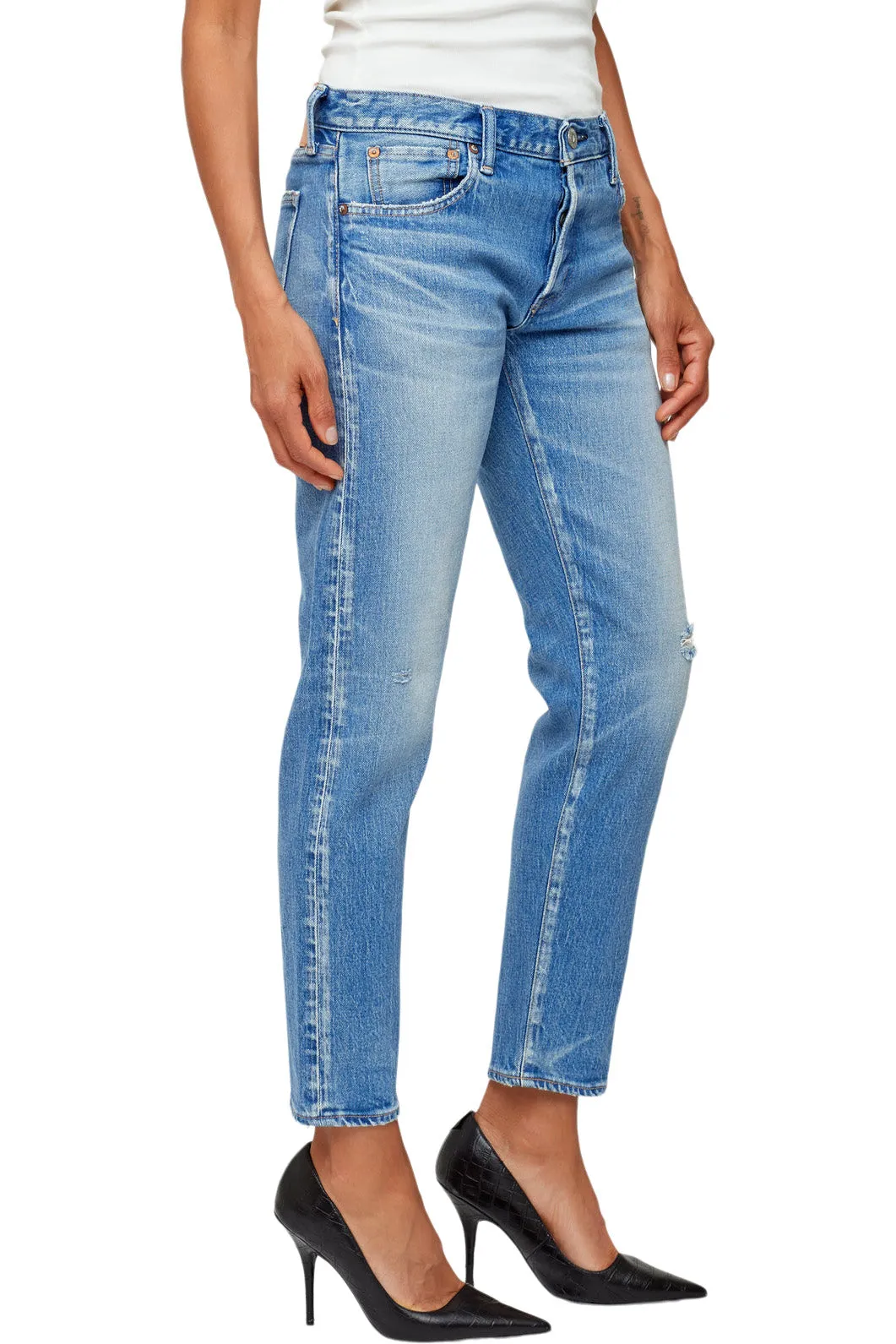 Moussy Denim Kendall Tapered Jeans in Light Blue