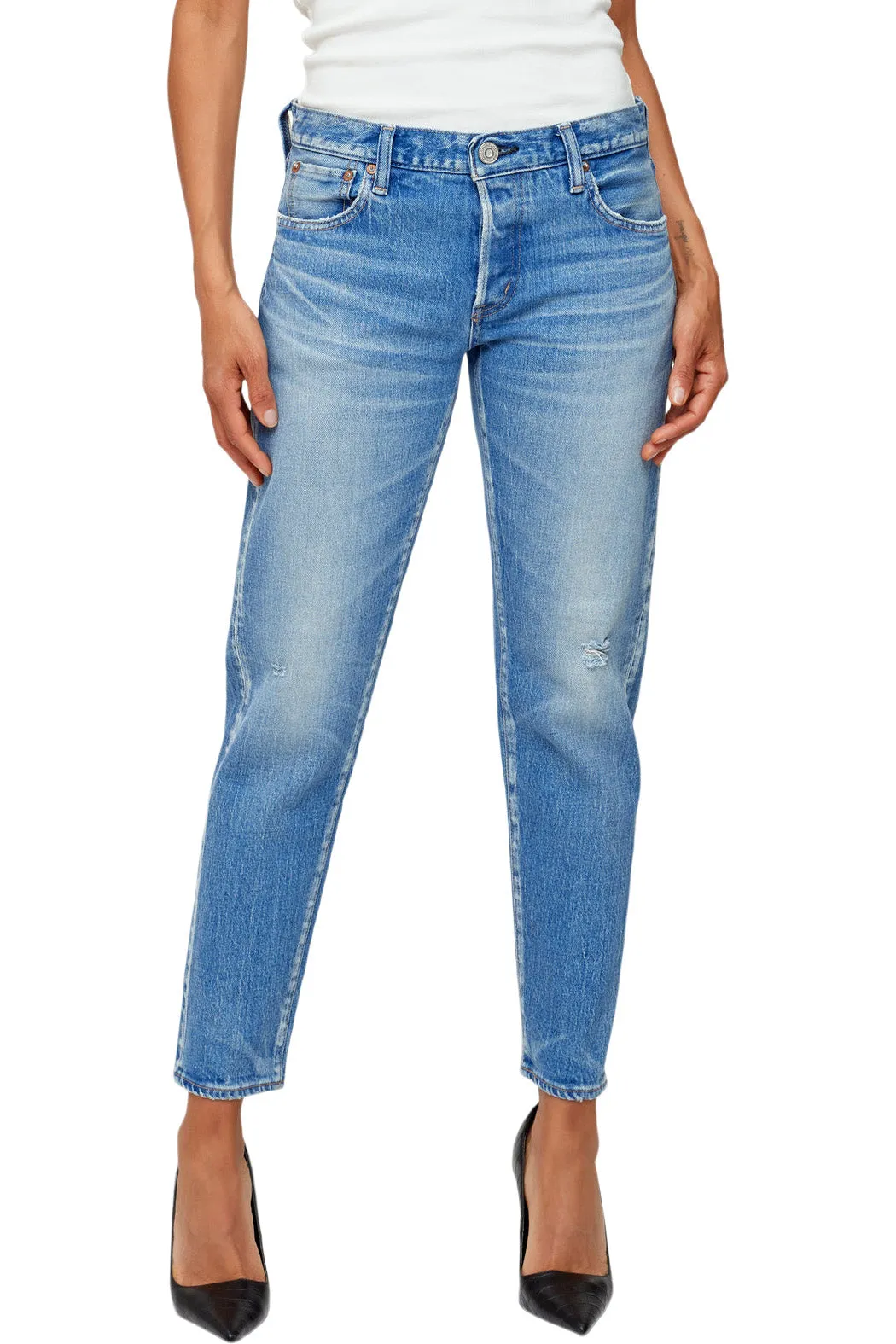 Moussy Denim Kendall Tapered Jeans in Light Blue