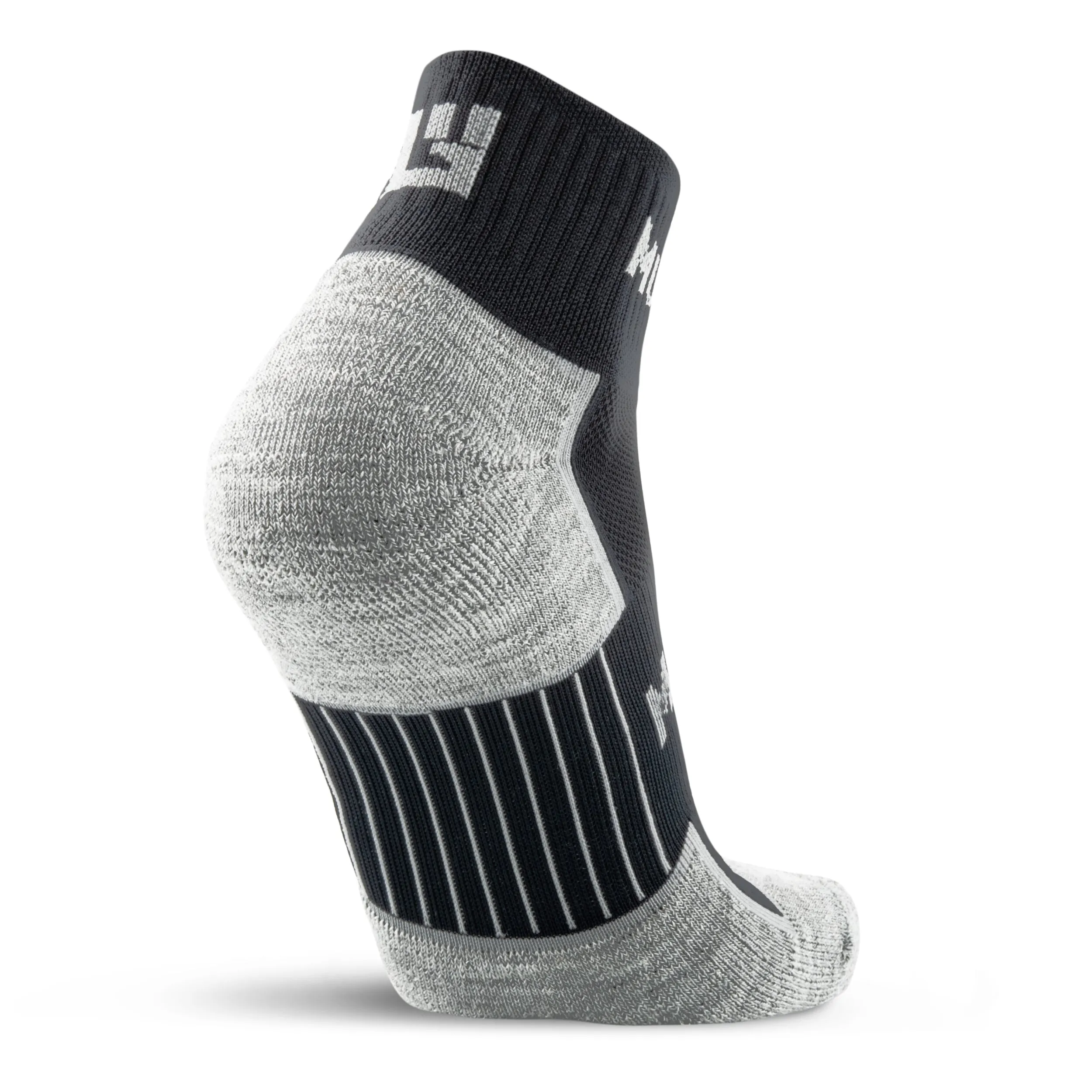 MudGear Quarter (¼) Crew Merino Wool Socks - Black/Gray (1 Pair)