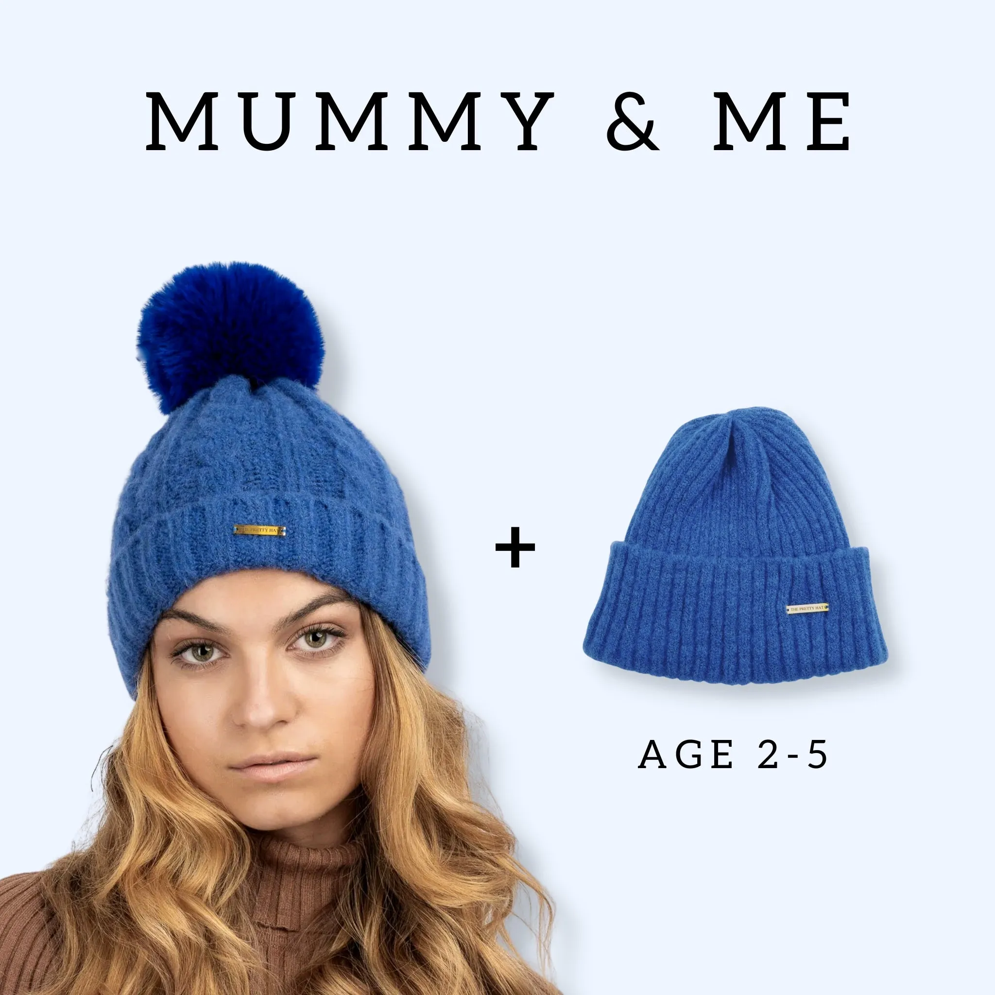 Mummy & Me Satin Lined Beanie Bundle - Royal Blue