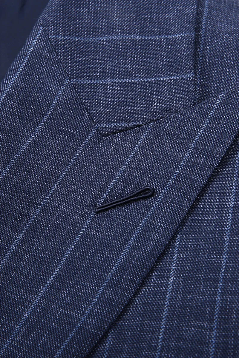 Navy Stripe Italian Double-Breasted Suit