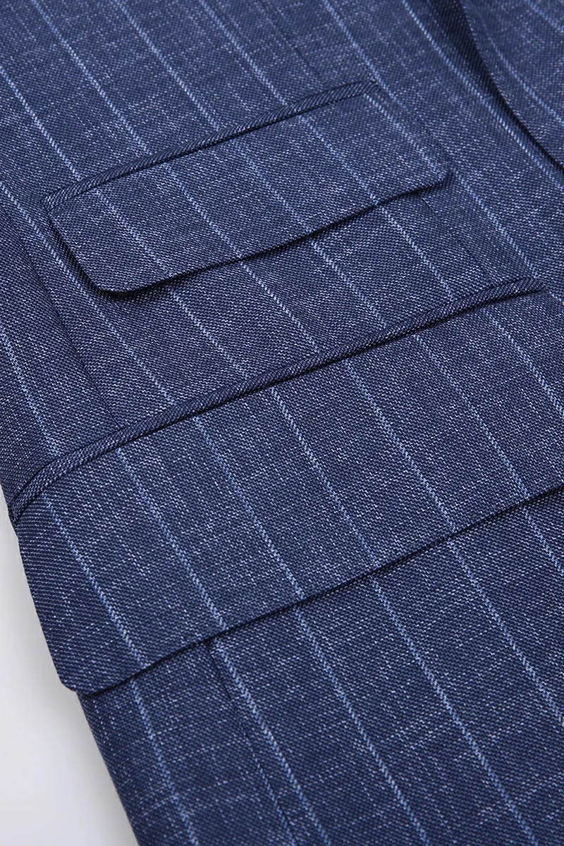 Navy Stripe Italian Double-Breasted Suit