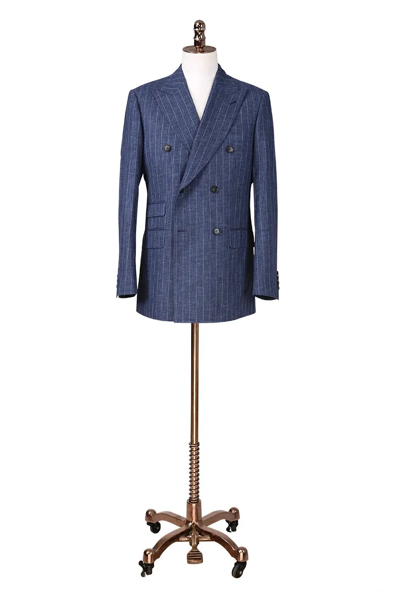 Navy Stripe Italian Double-Breasted Suit