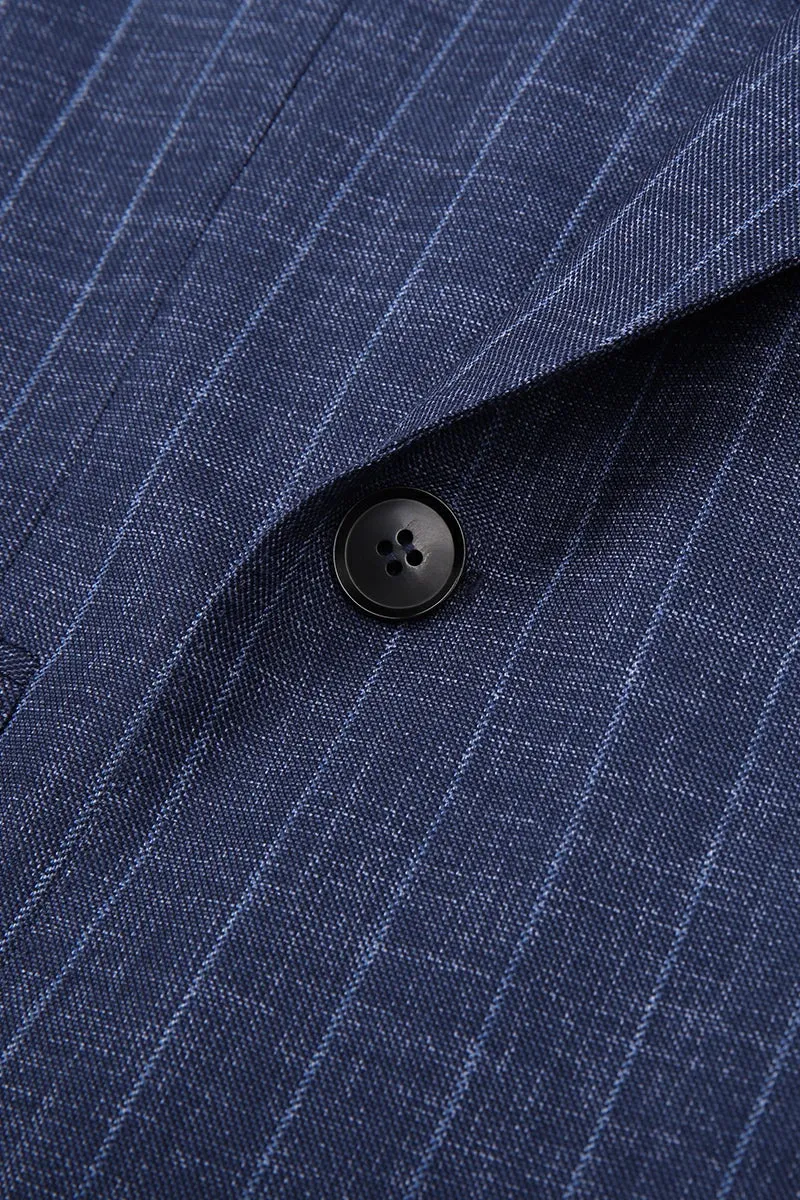 Navy Stripe Italian Double-Breasted Suit